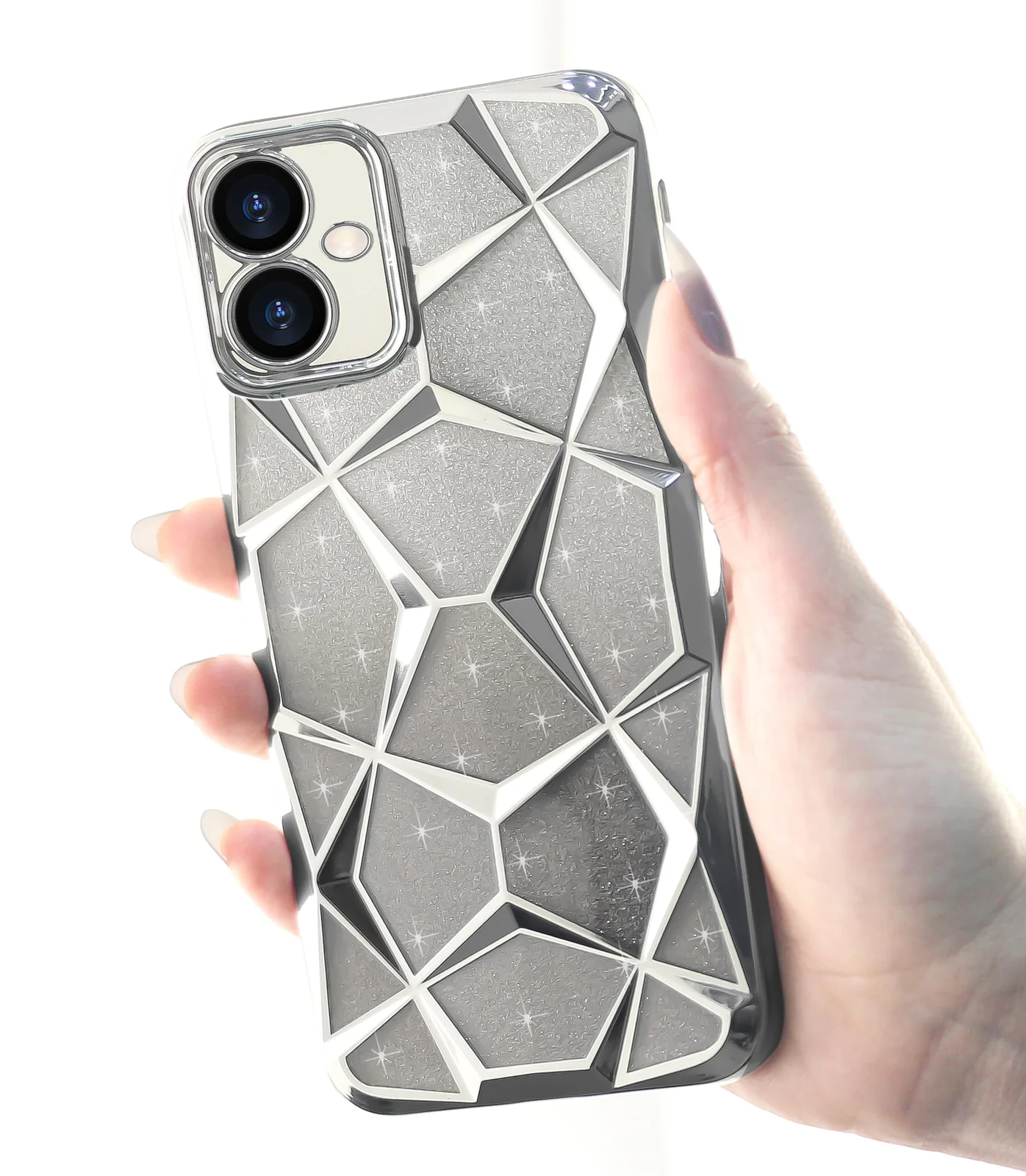 DL3 Mobilak Compatible with Samsung Galaxy A06 Case Plating Bling Gradient Glitter Clear Cover Soft TPU Silicone Cute Camera Protection Shockproof Back for Women Girls Case - Silver