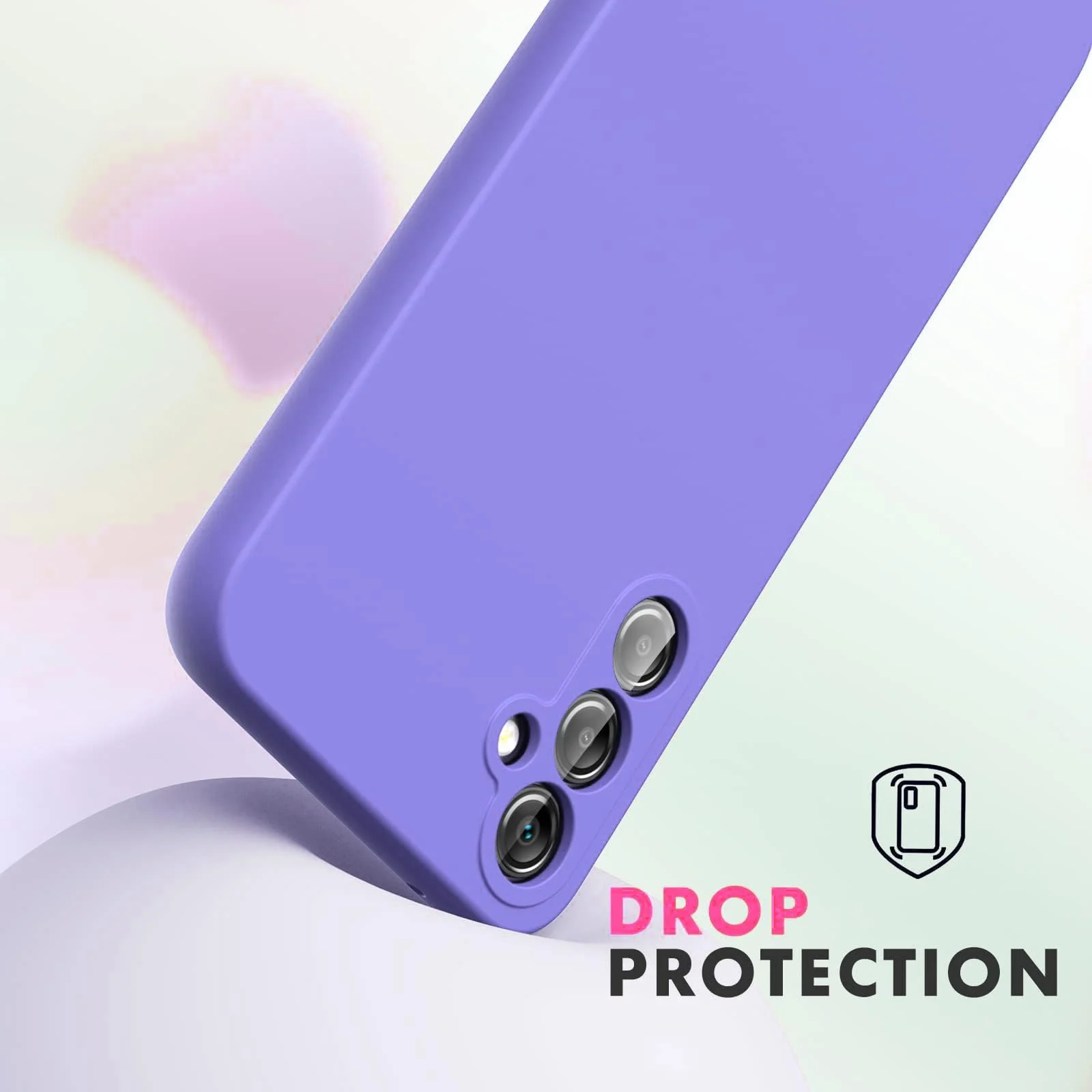 DL3 Mobilak Samsung Galaxy A15 Case, Soft Flexible Silicone Gel Rubber Bumper Cover, Full Body Shockproof Protective Phone Case - Light Purple