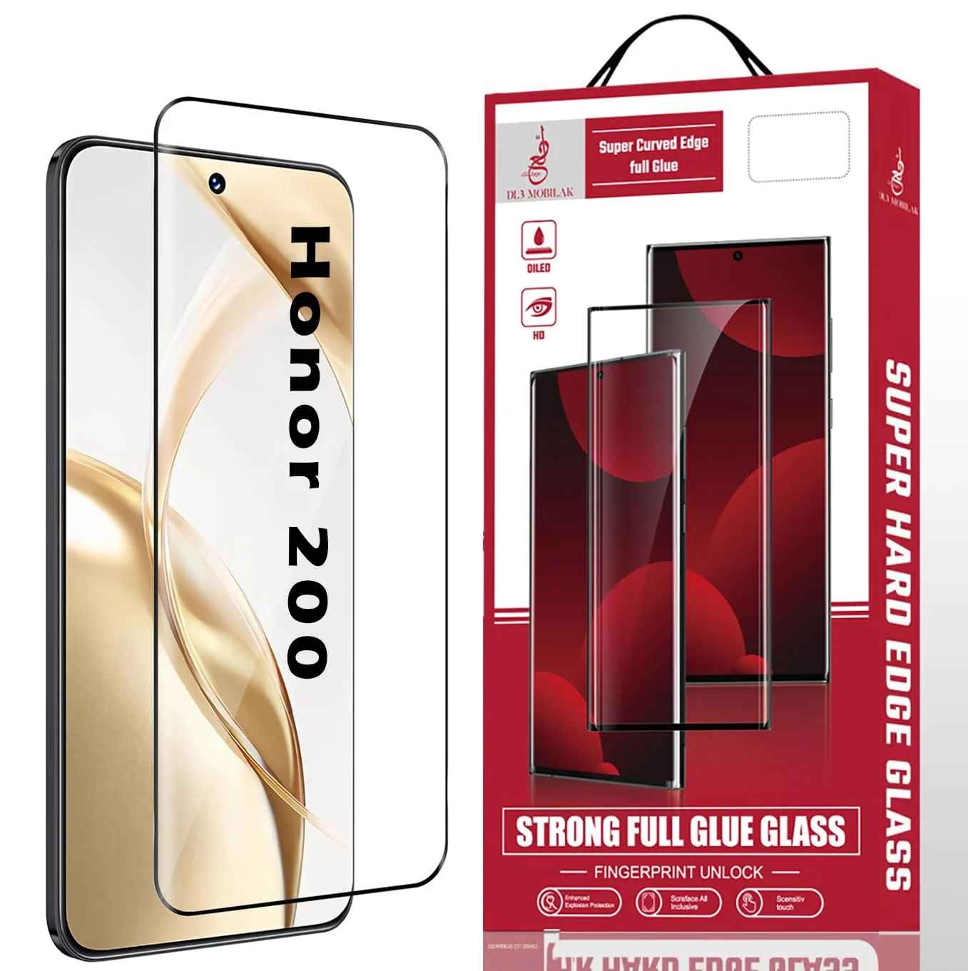 DL3 Mobilak Screen Protector for Honor 200 5G, Tempered Glass Screen Saver Premium HD Protective, Scratch Resistant, NO-Bubble, 9H Hardness, Full Coverage Film - Clear