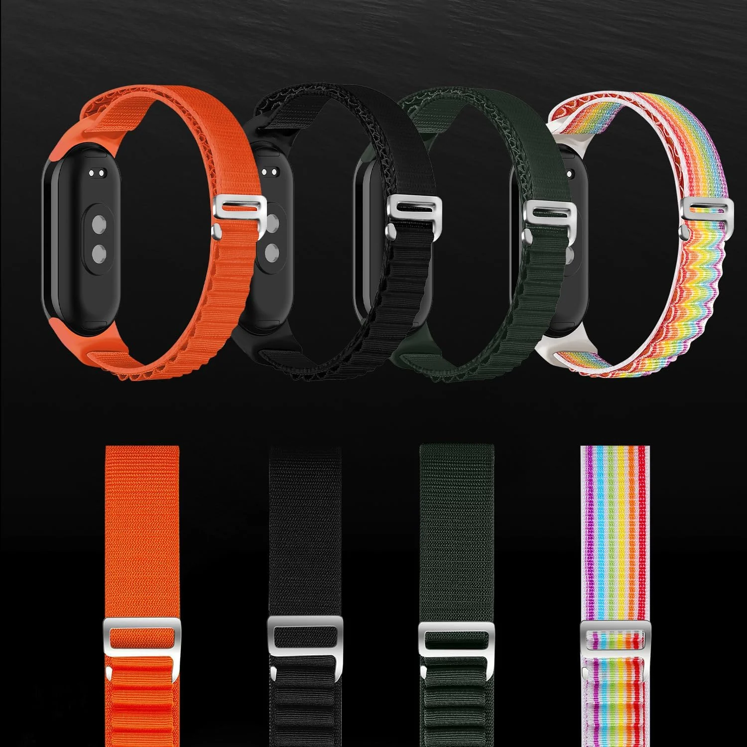 DL3 Mobilak Nylon Strap for Xiaomi Mi Band 9/Mi Band 8/Smart Band 8/Smart Band 9, Nylon Titanium G Hook Band, Upgraded Nylon Watch Band, Adjustable Replacement Strap for Xiaomi Band 8 | 9 - Black
