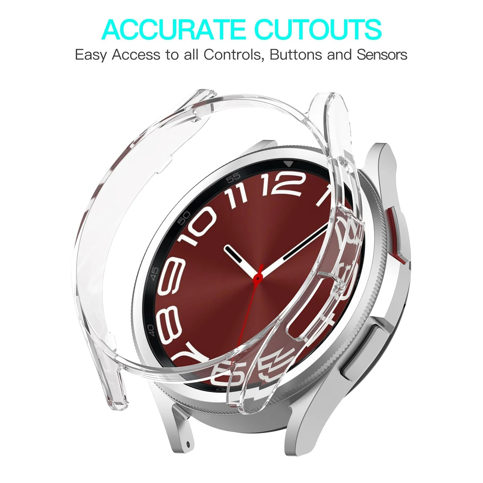 DL3 Mobilak Compatible with Samsung Galaxy Watch 6 Classic 47mm Protective Case - PC Protective Case Cover Shell [NO Screen Film] Compatible with Samsung Galaxy Watch 6 Classic 47mm - Clear