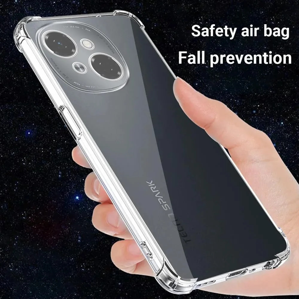 DL3 Mobilak Case Compatible with Tecno Spark Go 1/Go 2025, Cover SiliconeTransparent TPU Gorilla Anti-shock Protector Camera Shockproof Corners - Clear