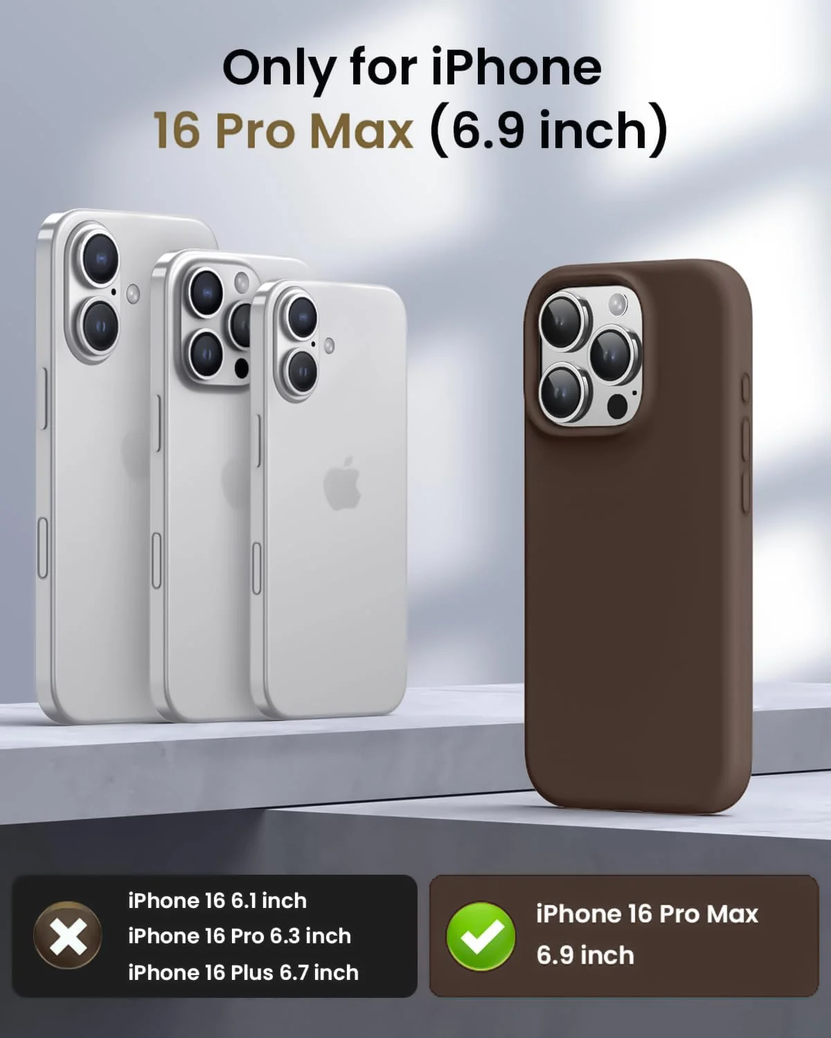 DL3 Mobilak Liquid Silicone Protective Case for iPhone 16 Pro with Microfiber Lining and Shockproof Design - Brown 2