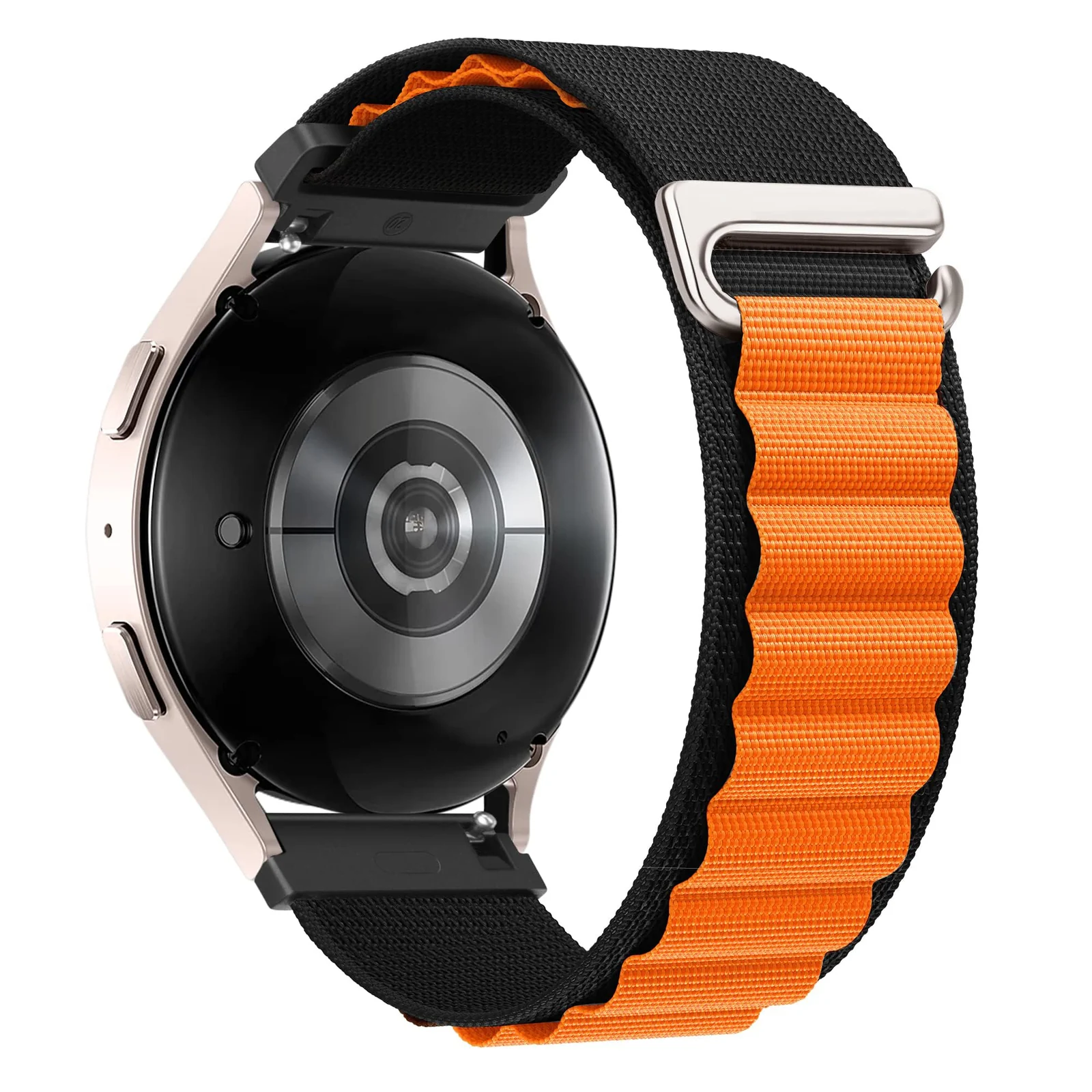 DL3 Mobilak Alpine Loop Bands Sport Nylon 20MM For Samsung Galaxy Watch 7 6 5 4 40mm 44mm/5 Pro 45mm/S2 classic/active 2 40mm 44mm/Amazfi GTS 2/2e/GTS 3/3 Pro/GTS 4/GTS 2 Mini/3 Mini/4 Mini/Bip 3 Pro - Black & Orange