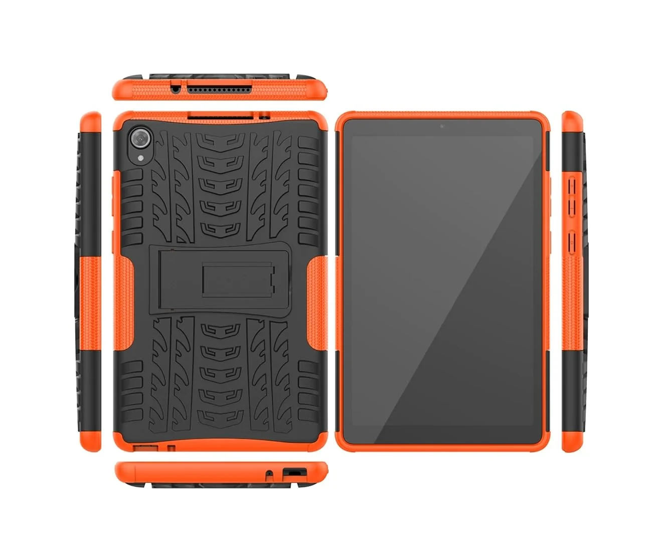 DL3 Mobilak Case For Lenovo Tab M8 4th Gen 2023/3rd Gen 2022/HD LTE 2021/Tab M8 HD/Tab M8 FHD 2019 8.0 inch, Hybrid Rugged Armor Heavy Duty 2 in 1 TPU + PC Dual Layer Case with Kickstand - Orange