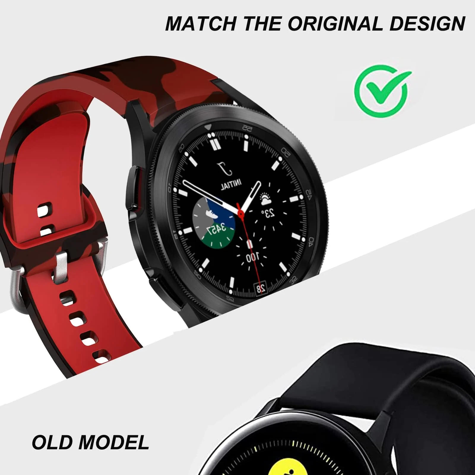 DL3 Mobilak No Gap Bands Compatible with Samsung Galaxy Watch 7 5 4 6 44mm 40mm/Watch5 Pro Band 45mm/Galaxy Watch 4 Classic 46mm 42mm Strap,20mm Quick Release Sport Replacement Strap - Camouflage Red