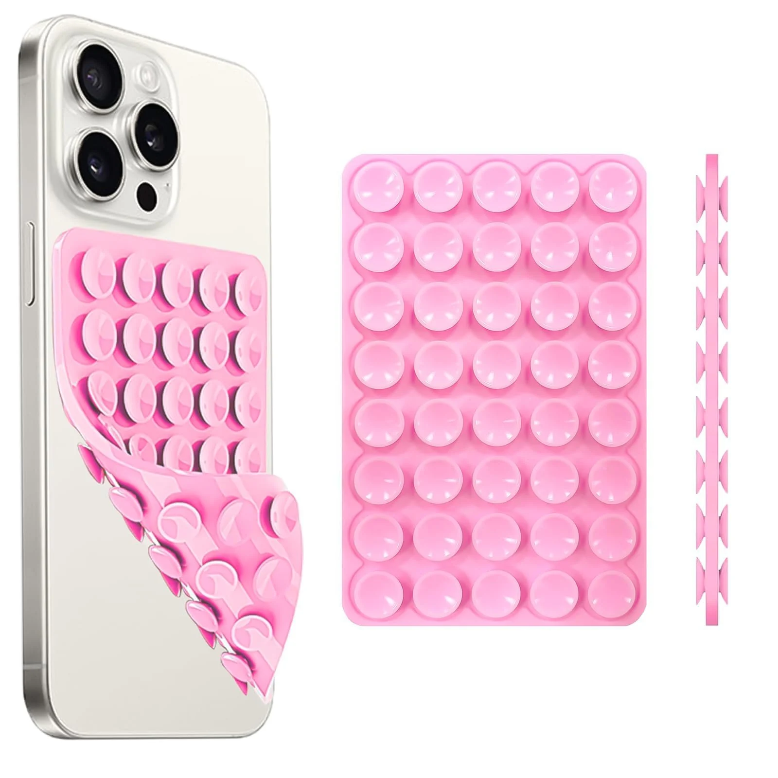 DL3 MOBILAK Silicone Double-Sided Suction Cup Phone Mount with Hands-Free Grip - Pink