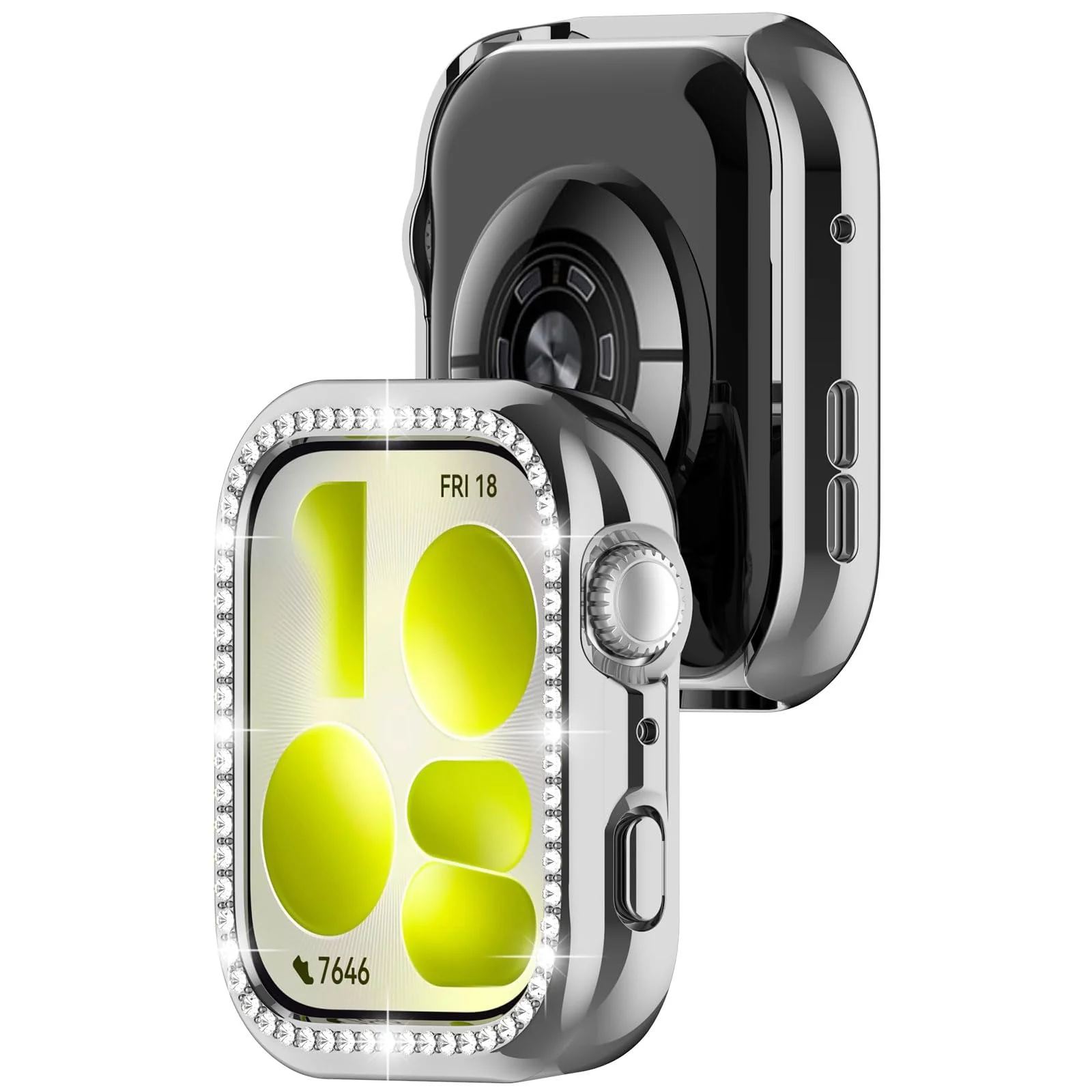 DL3 MOBILAK Crystal Bling Hard PC Watch Bumper for Huawei Watch Fit 5, Silver