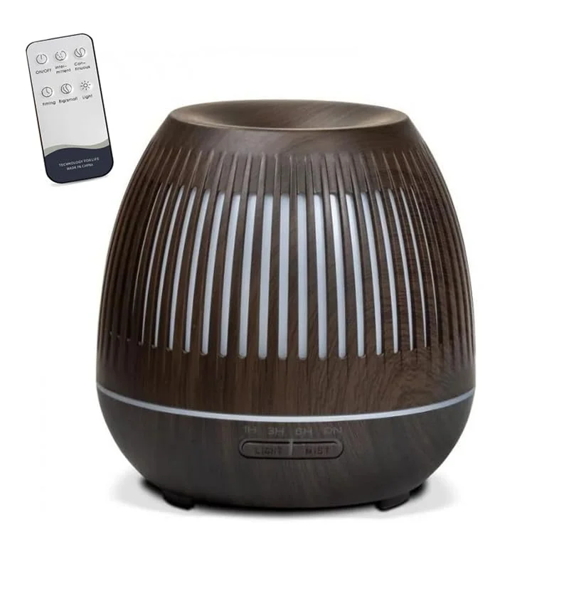 Mobigon Essential Oil Diffuser, Aromatherapy Diffuser 500ml with Remote Control, 4 Timer & Auto-Off Safety Switch, 7 Color LED Lights Mode, 10 Hours Quiet Humidifier for Bedroom - D.Dark Woody