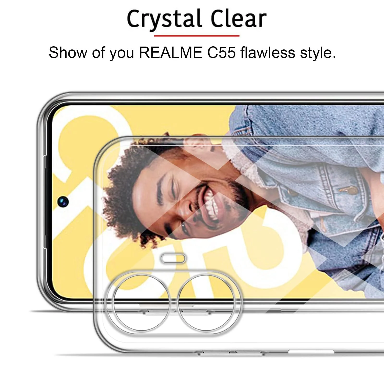 DL3 Mobilak Case Compatible with realme C55 / realme Narzo N55 Case Crystal Soft TPU Gel Case Flexible Silicone Anti-Scratch Camera Protection TPU Cover - Clear