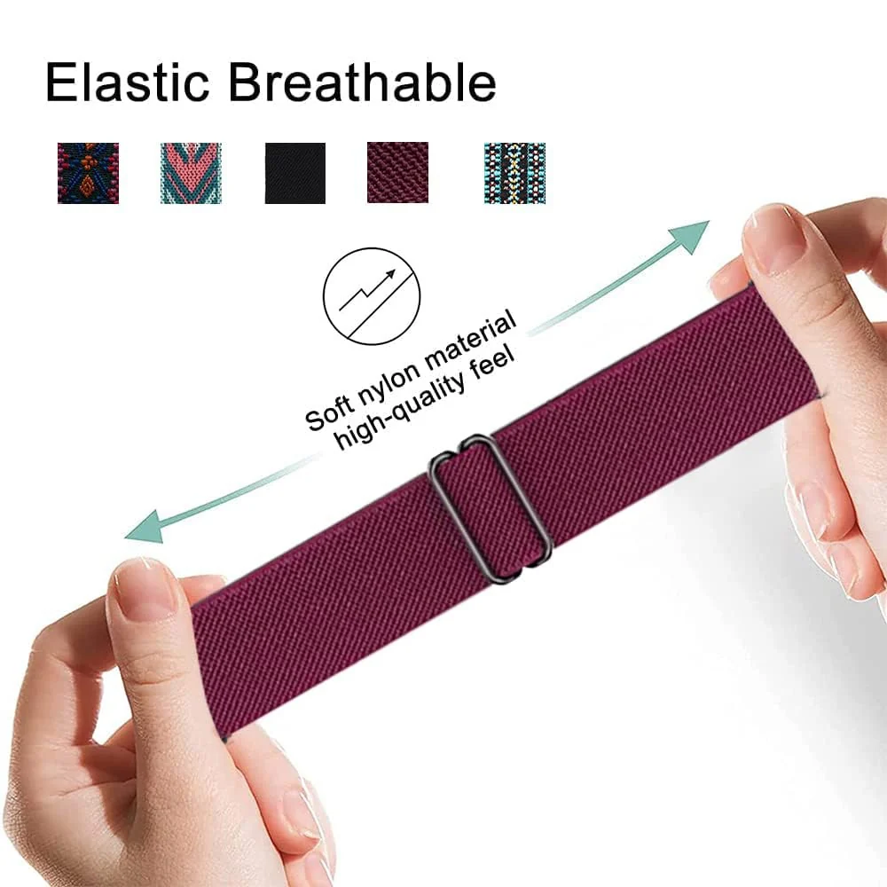 DL3 Mobilak Elastic Straps Compatible with Xiaomi Redmi Watch 3 (Not for Redmi Watch 3 Lite/Active) Men Women, Adjustable Stretchy Bracelets Sport Nylon Replacement Bracelet - Wine Red