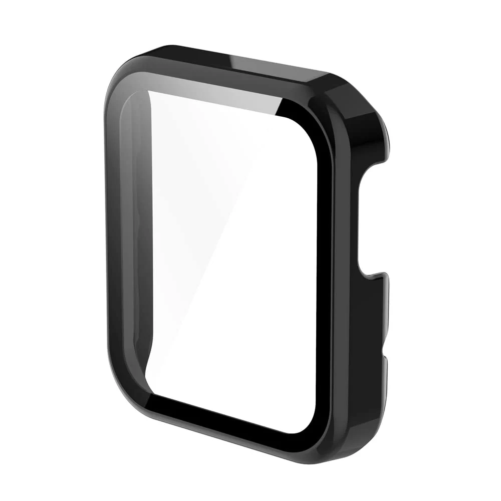 DL3 Mobilak Protective Case Compatible with Xiaomi Mi Watch Lite, 9H Hardness PC Cover Bumper Full Slim Protective Case with Tempered Glass For Redmi Watch Lite - Black