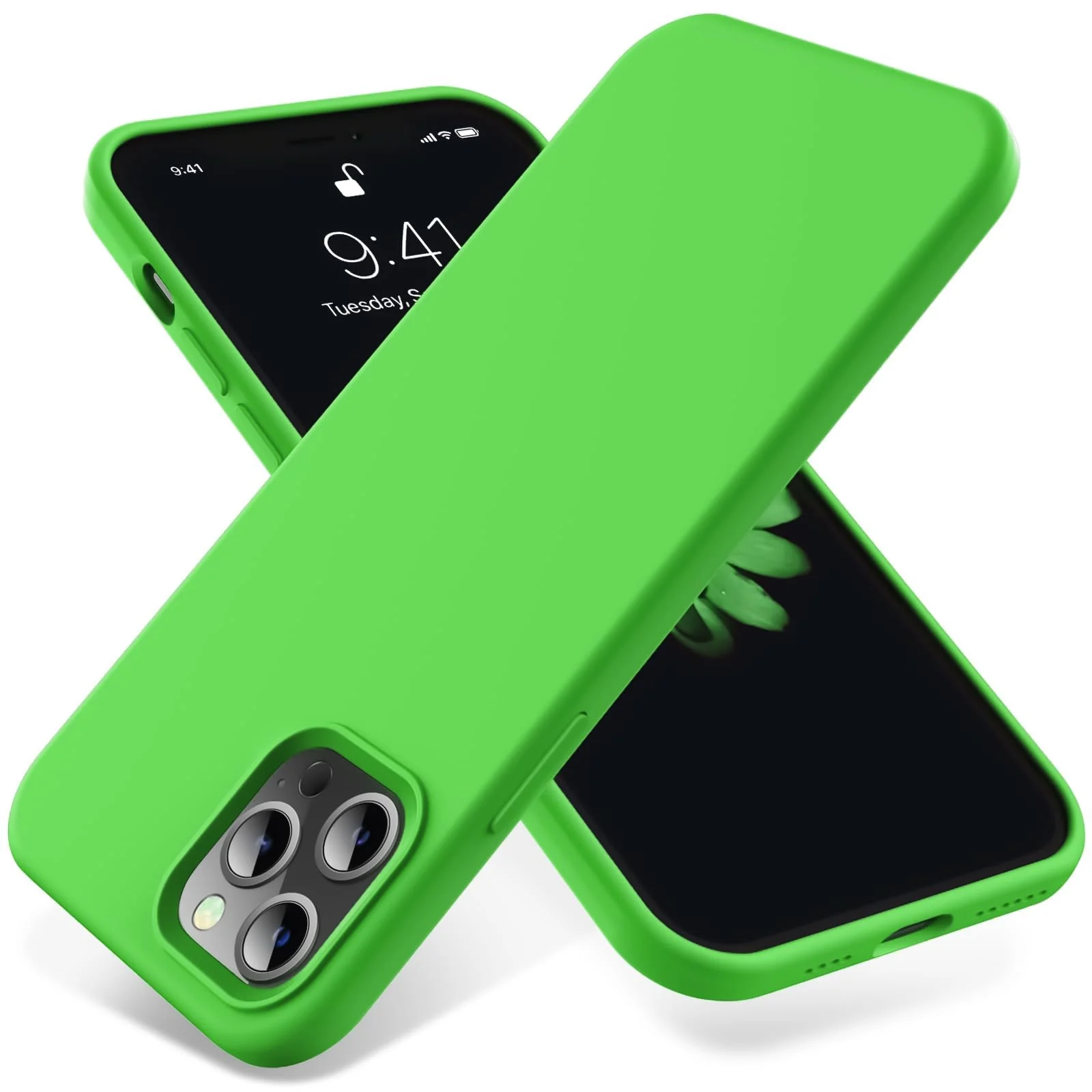 DL3 Mobilak Compatible with iPhone 11 Pro Max (6.5 Inch) Case, Liquid Silicone Case, Full Body Protective Cover, Shockproof, Slim Phone Case, Anti-Scratch Soft Microfiber Lining - Neon Green