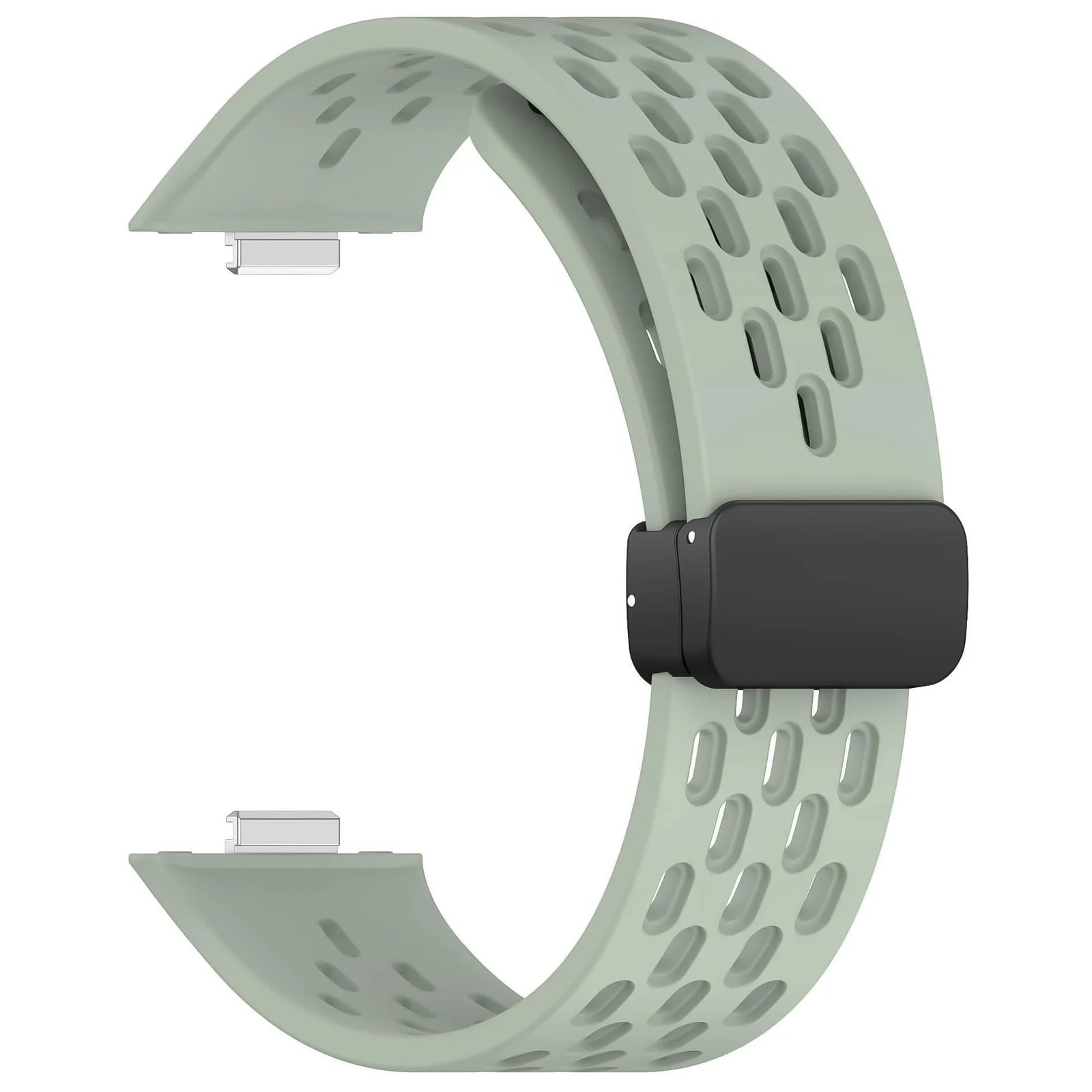 DL3 Mobilak Silicone Strap Compatible with Huawei Watch Fit 3/Fit 4/Fit 4 Pro Magnetic Metal Buckle Sport Silicone Breathable Strap for Men Women Band Quick Release Soft Replacment Wristband - Light Green
