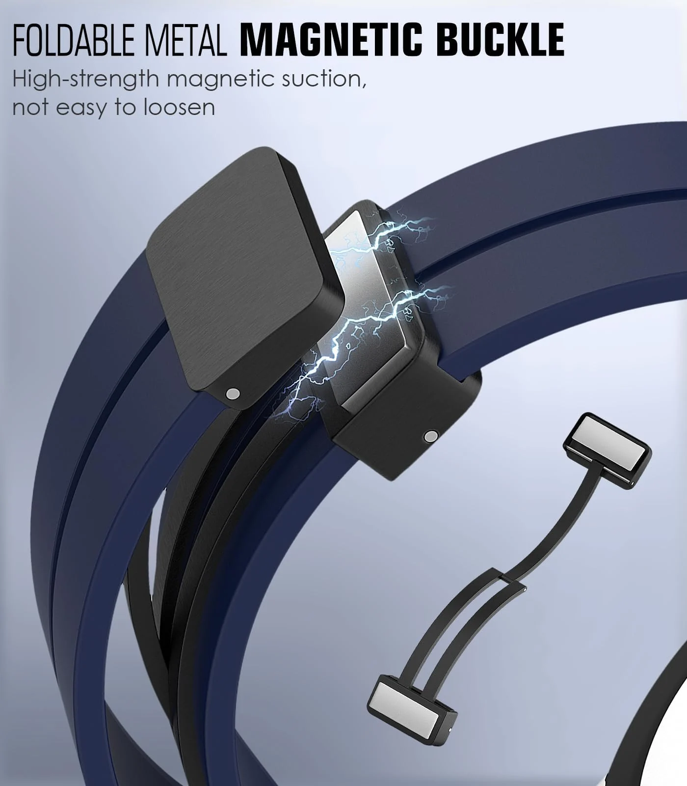DL3 MOBILAK Magnetic for Samsung Galaxy Watch 6/5/4 Band 40mm 44mm/Galaxy Watch 6 Classic Bands 47mm 43mm/watch 4 Classic 46mm 42mm,Silicone Strap for Samsung Watch 5 Pro 45mm,No Gap Buckle - Dark Blue