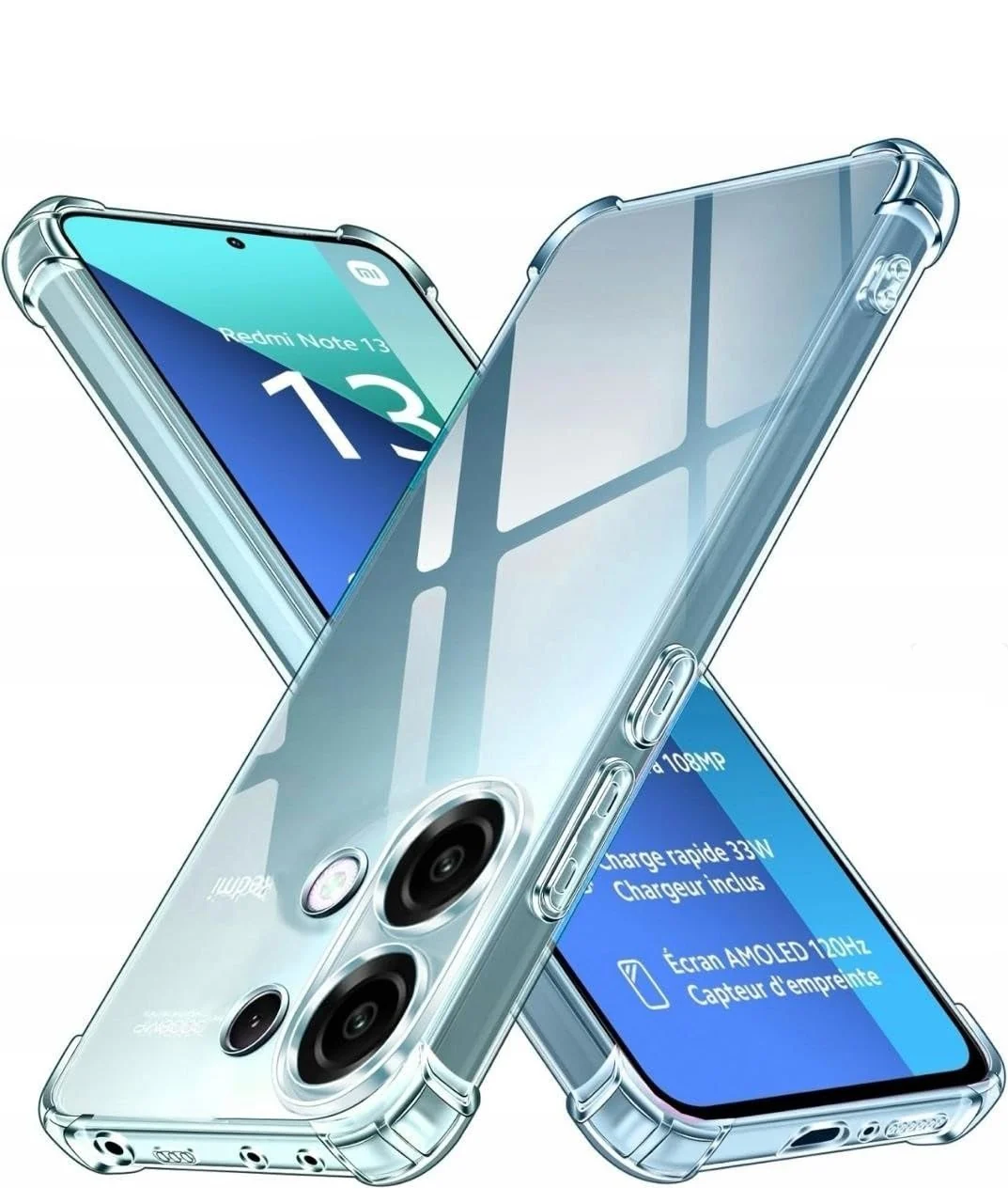 DL3 Mobilak Case Compatible with Xiaomi Redmi Note 13 4G, Cover Silicone TPU Gorilla Anti-shock Protector Camera Shockproof Corners - Clear