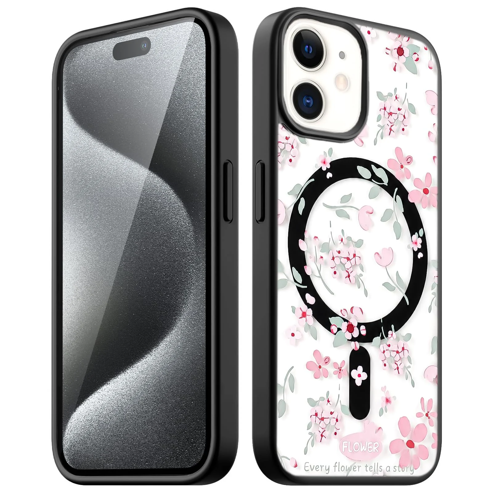 Dl3 Mobilak Magnetic Case for iPhone 11 6.1-Inch Compatible with MagSafe, Shockproof Phone Bumper Cover, Solid Color Matte TPU Frame, Anti-Scratch Clear Back - Black