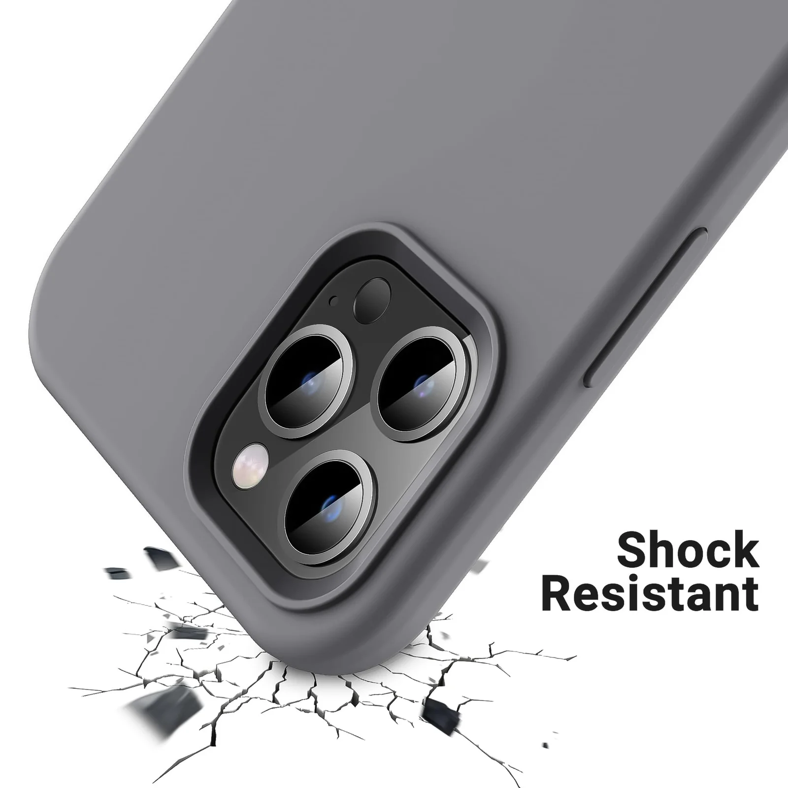 DL3 Mobilak Liquid Silicone Protective Case for iPhone 13 Pro Max (6.7 Inch) with Camera Protection and Microfiber Lining - Dark Gray