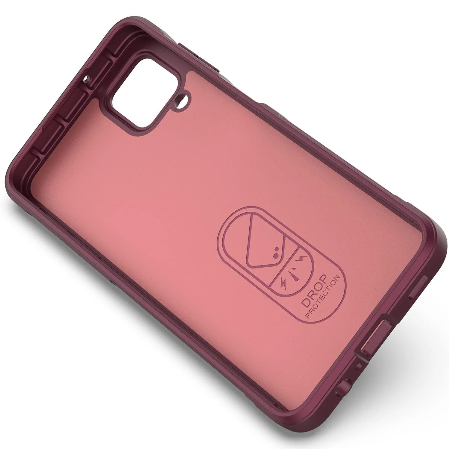DL3 Mobilak Flexible Silicone and TPU Protective Case with Camera Protection for Samsung Galaxy A12 / M12 - Wine Red