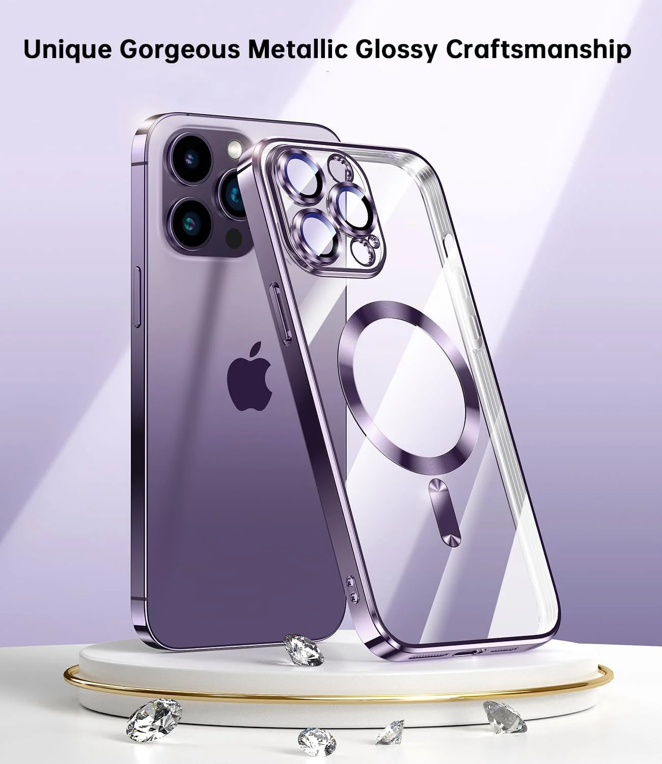 DL3 MOBILAK MagSafe Phone Case with Camera Lens Protector for Apple iPhone 14 Pro Max, Deep Purple