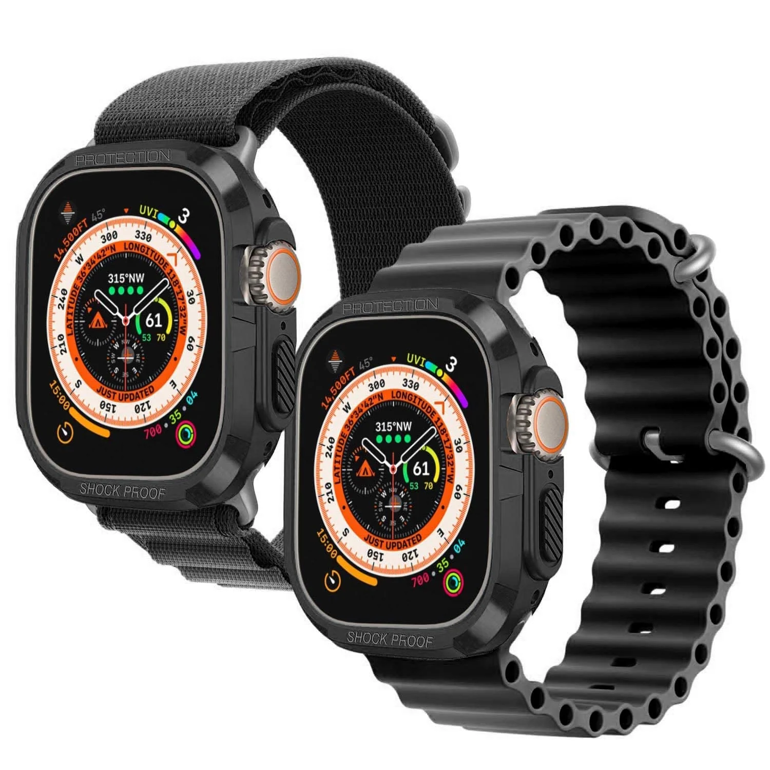 DL3 Mobilak Compatible for Apple Watch Ultra 49mm Rugged Case All Around Shockproof TPU Protective Cover Bumper Lightweight and Shock Absorbent for Apple Watch Ultra 49mm - Black