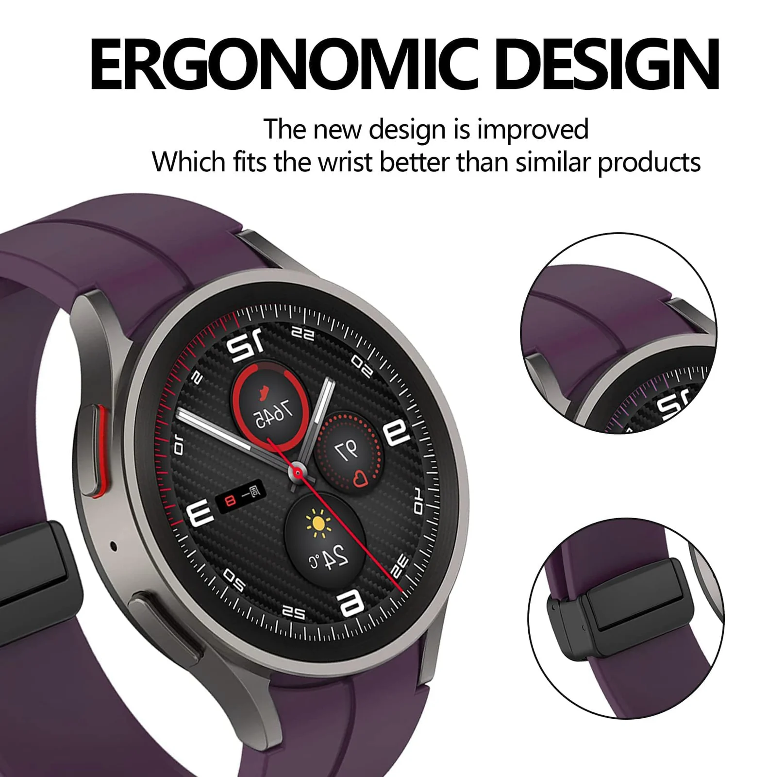 DL3 Mobilak 22MM Silicone Band Magnetic Clasp Strap For Xiaomi Redmi Watch 5 Active/5 Lite/Compatible with Samsung Galaxy Watch 46mm/Watch 3 45mm/Gear S3/Huawei watch (GT6 GT5 GT4 GT3 GT2 - Wine Red
