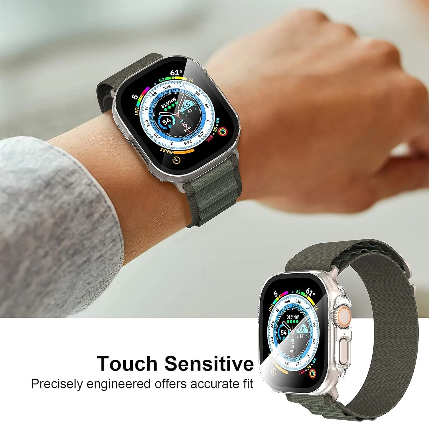 DL3 Mobilak Hard Case Designed for Apple Watch Ultra 2 (2023) / Ultra 1 49mm, Built-in 9H [HD ] Tempered Glass Screen Protector, [Full Protection] Slim Cover for iWatch 49mm - Clear