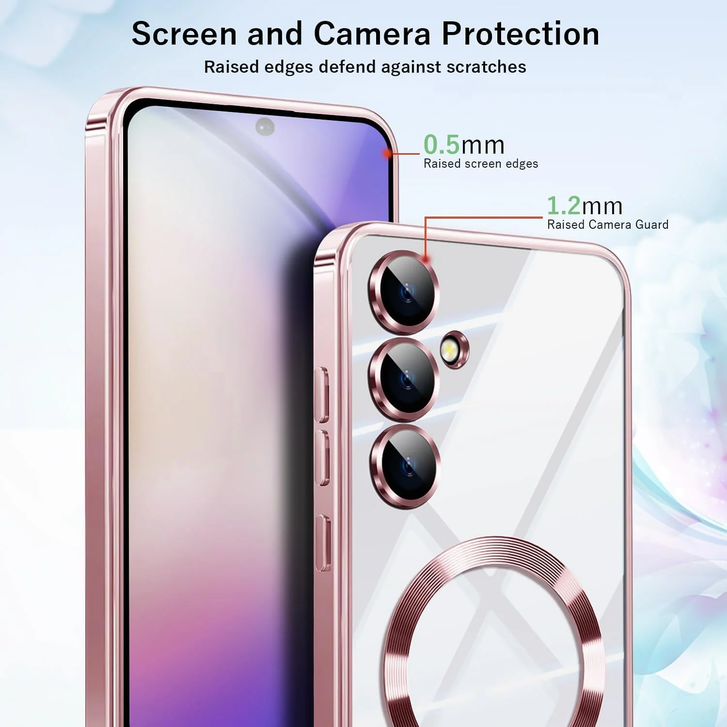 DL3 Mobilak Clear TPU Case with Electroplated Edges for Samsung Galaxy S23 Plus with Camera Protection - Rose Gold