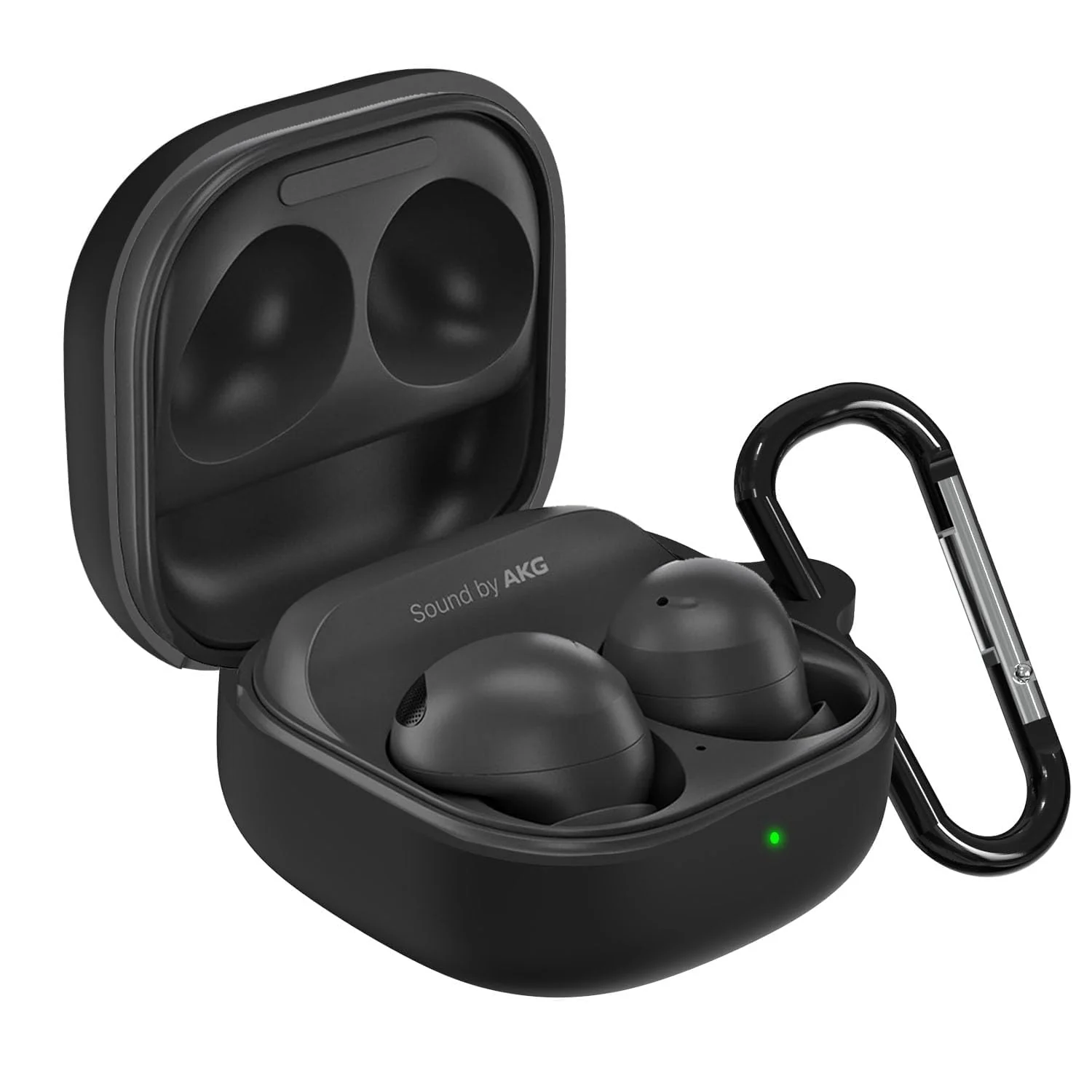 DL3 Mobilak Compatible with Samsung Galaxy Buds 2 pro/Buds 2 / Buds Pro/Galaxy Buds Live Cover, Soft Silicone Shockproof Protective Earbuds with Carabiner, Front LED Visible - Black