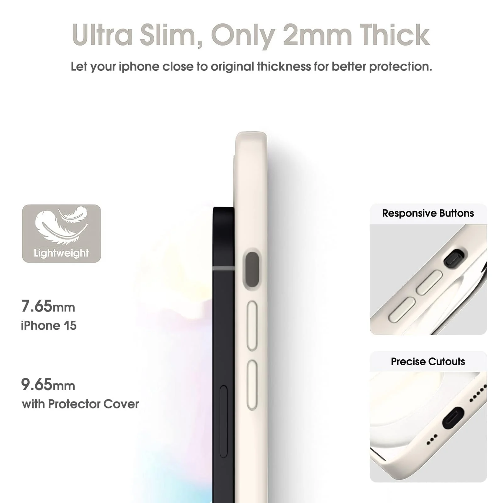 DL3 Mobilak Liquid Silicone Case for iPhone 13 (6.1 Inch), Shock-absorbing protection, Scratch-resistant surface, Soft microfiber lining - Off White