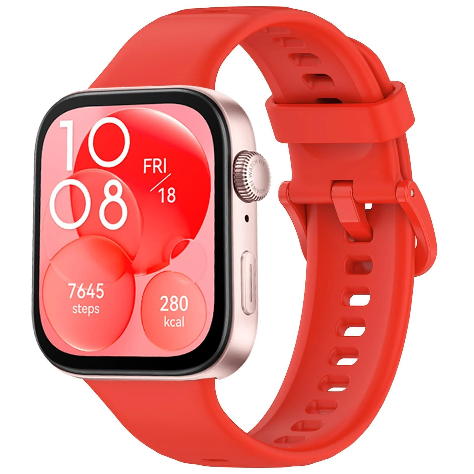 DL3 Mobilak Silicone Bracelet for Huawei Watch Fit 3/Watch Fit 4 Pro/Fit 4 Strap, Soft Silicone Sport Replacement Strap for Women/Men, Adjustable Waterproof Sports Band - Red