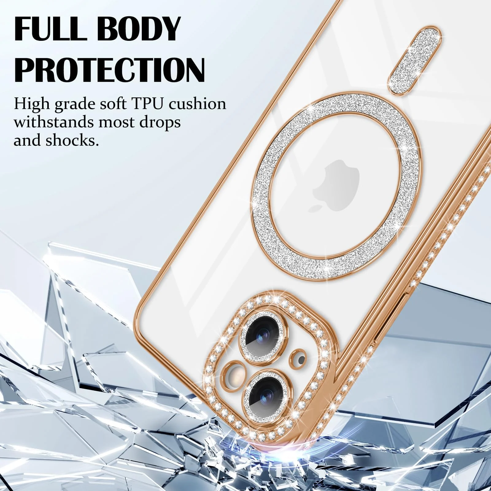 DL3 Mobilak MagSafe-Compatible Magnetic Case for iPhone 15 with Camera Protection and Magnetic Car-Mount Support - Gold