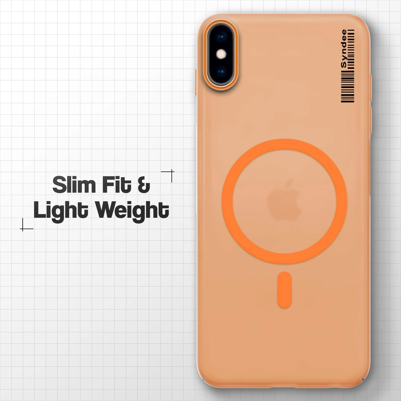 DL3 Mobilak Matte MagSafe-Compatible Magnetic Case for iPhone XS Max with Camera Protection and Ring Holder - Orange