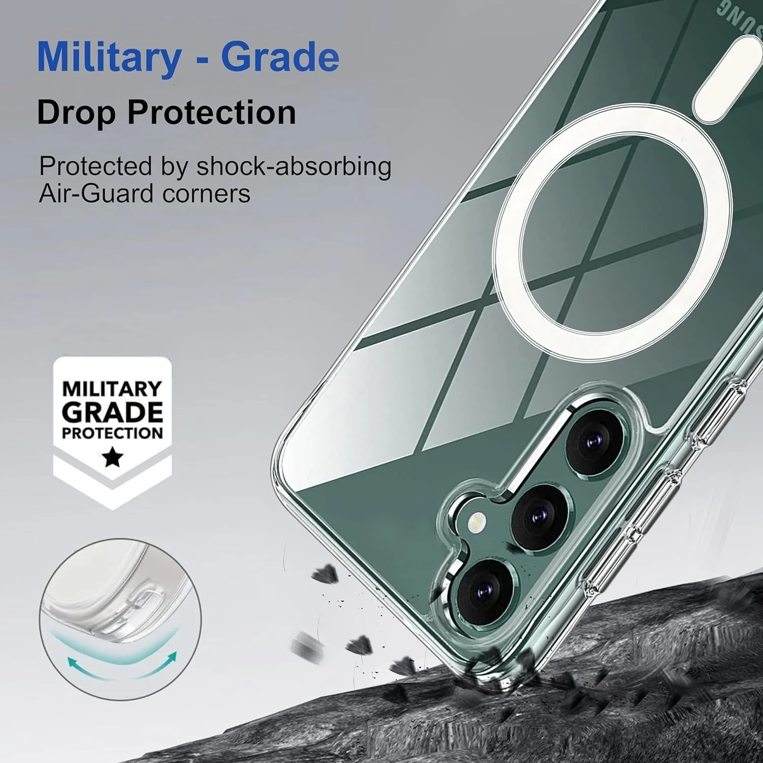 DL3 Mobilak for Samsung Galaxy S23 FE Case [Compatible with MagSafe] Slim Magnetic Bumper Case - Clear