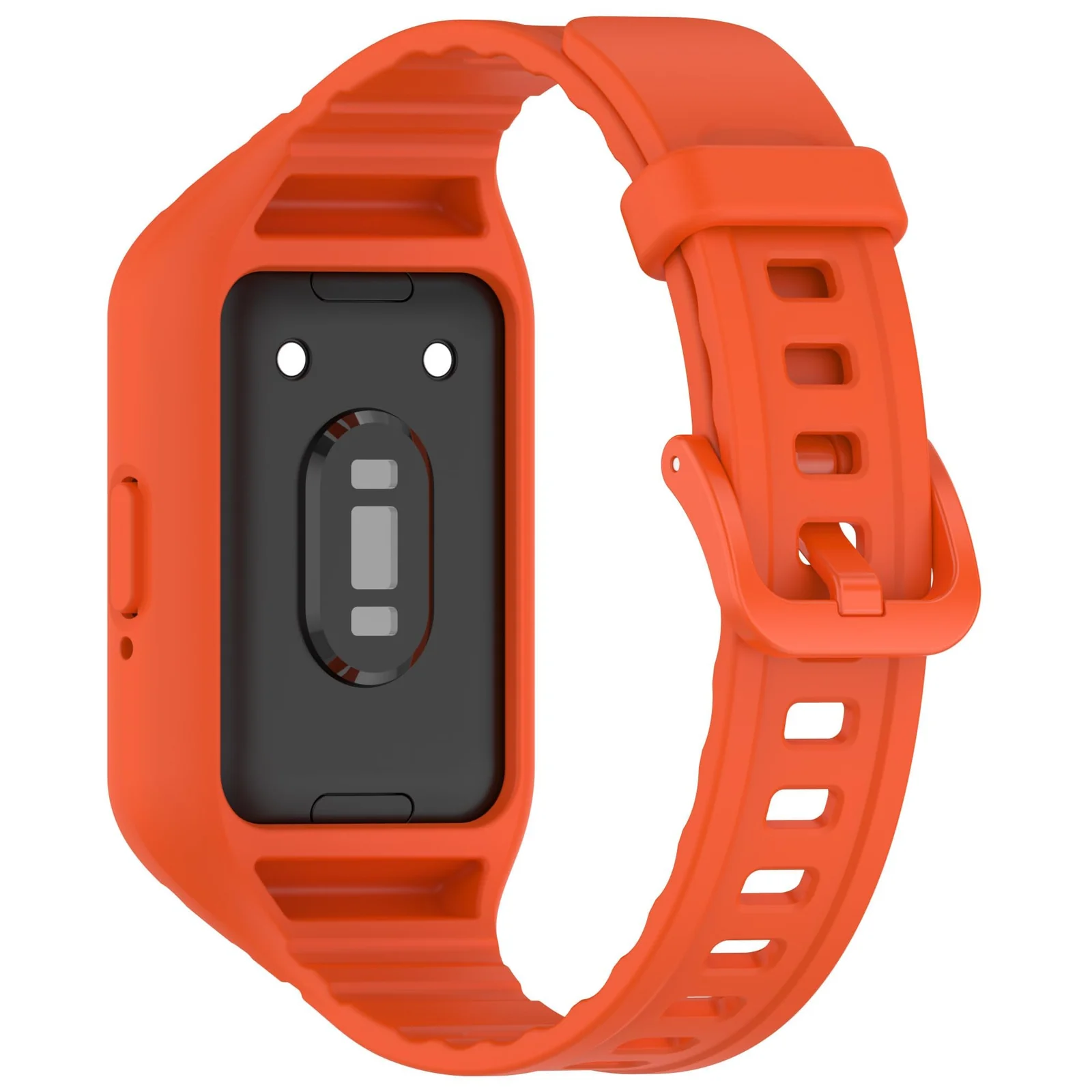 DL3 Mobilak Strap Compatible with Samsung Galaxy Fit 3 SM-R390, Silicone Sport Band Replacement Watchband with Bumper Case for Samsung Galaxy Fit 3, Adjustable Wristband - Orange