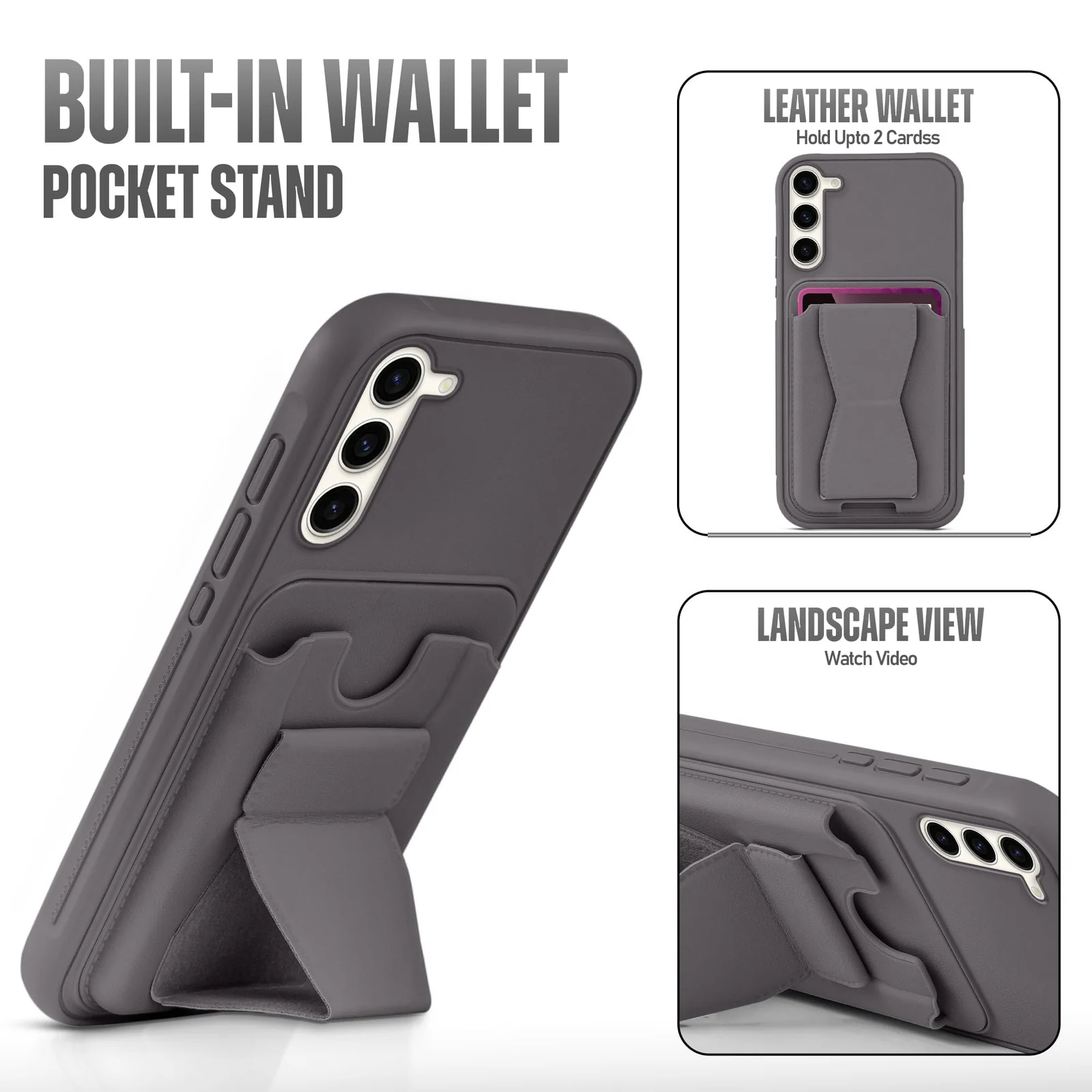 DL3 Mobilak Leather Wallet Case with Card Slot for Samsung Galaxy S25 FE with Camera Protection and Shockproof Design - Lavender Purple