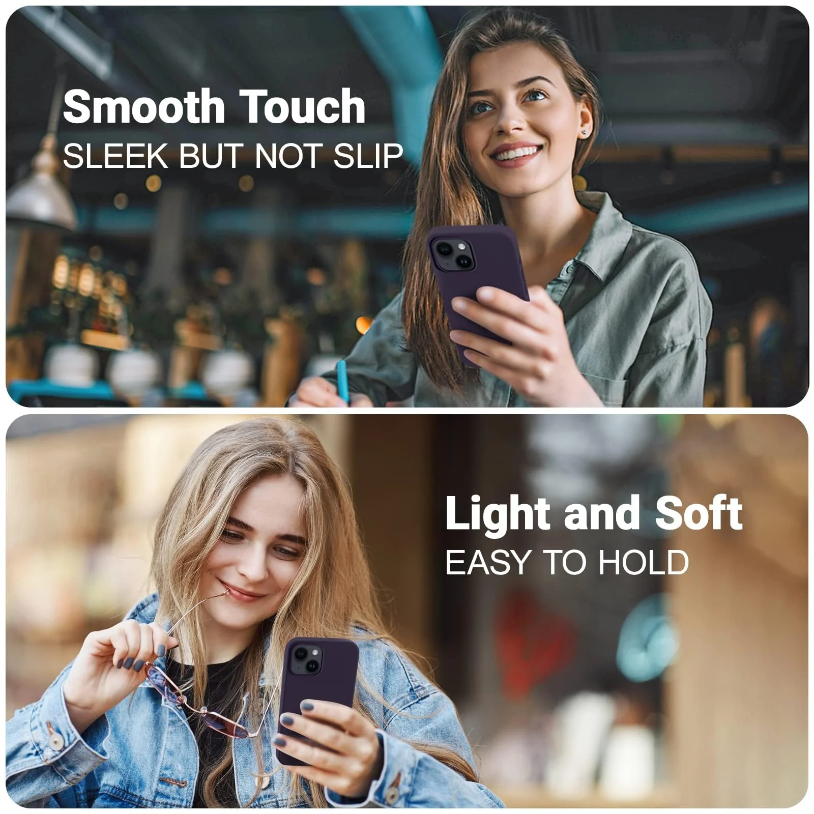 "DL3 Mobilak Liquid Silicone Protective Case for 𝐢𝐏𝐡𝐨𝐧𝐞 𝟏𝟓 𝐏𝐥𝐮𝐬, 𝐢𝐏𝐡𝐨𝐧𝐞 𝟏𝟒 𝐏𝐥𝐮𝐬 "" with Camera Protection and Microfiber Lining - Elderberry"