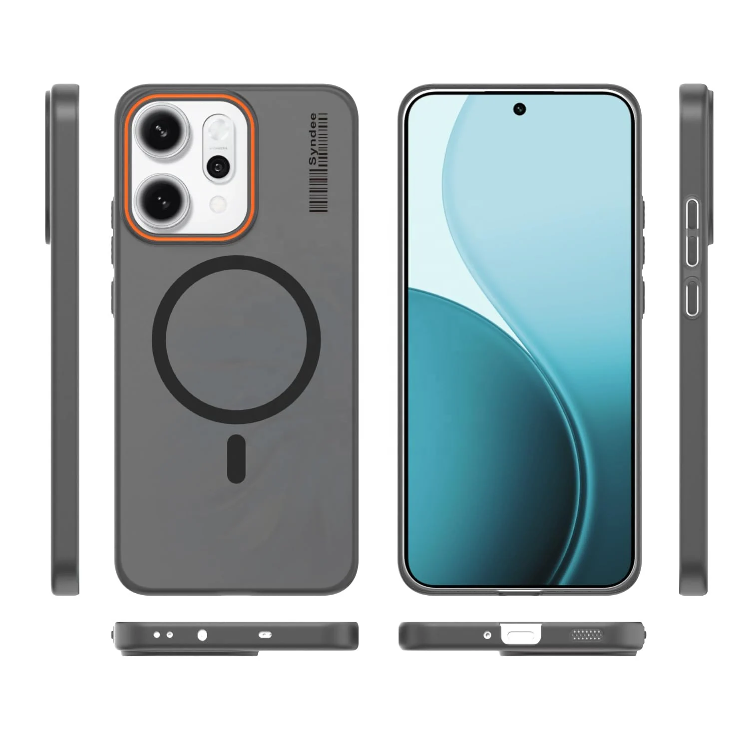 DL3 Mobilak Translucent Matte Case for OPPO Reno 14 Pro 5G, Compatible with MagSafe accessories, Shock-absorbing protection, Integrated ring holder - Black