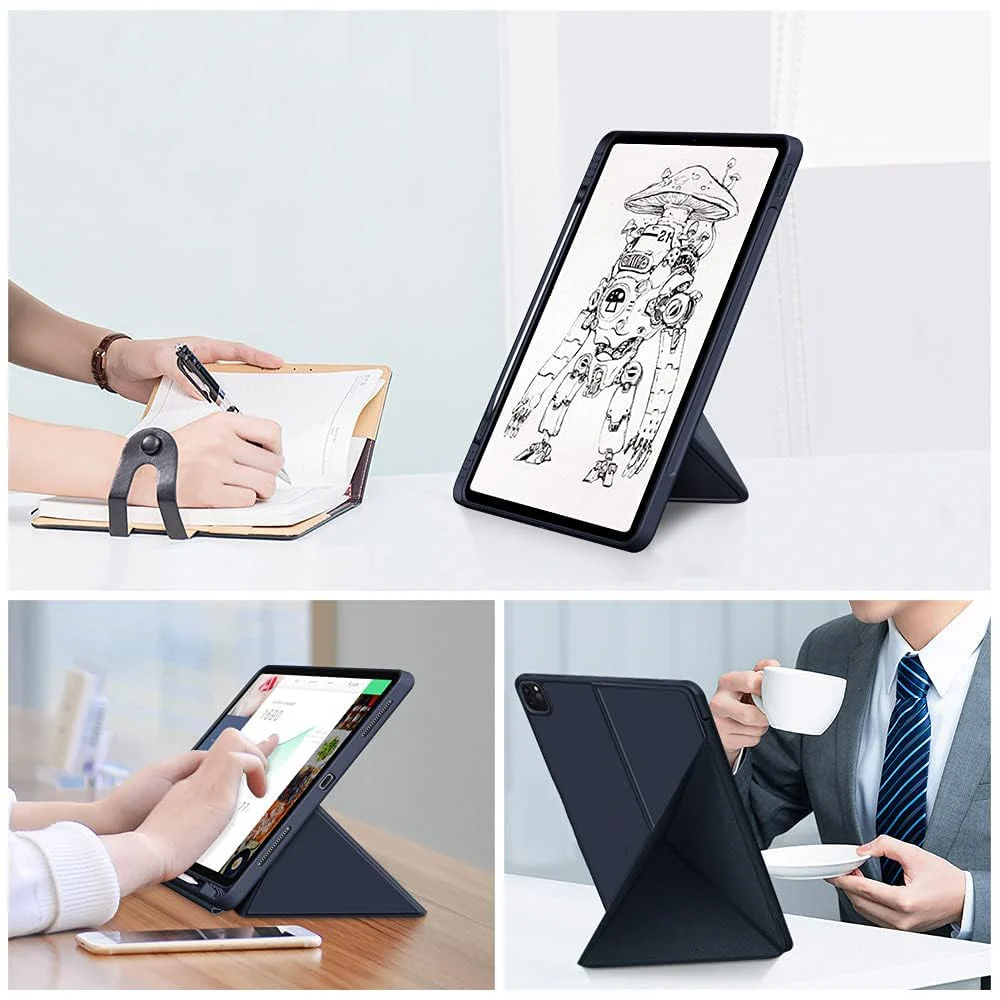 DL3 Mobilak Compatible with iPad Pro 11 Inch Case 2022(4th Gen)/2021(3rd Gen)/2020(2nd Gen) Case, Smart Stand, Pencil Holder, Shockproof Slim Lightweight Leather Cover, Modern Abstract Design - Blue