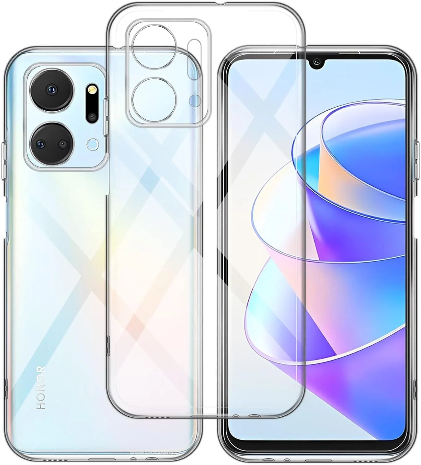 DL3 Mobilak Case Compatible with Honor X7A Case Crystal Soft TPU Gel Case Flexible Silicone Anti-Scratch Camera Protection TPU Cover - Clear