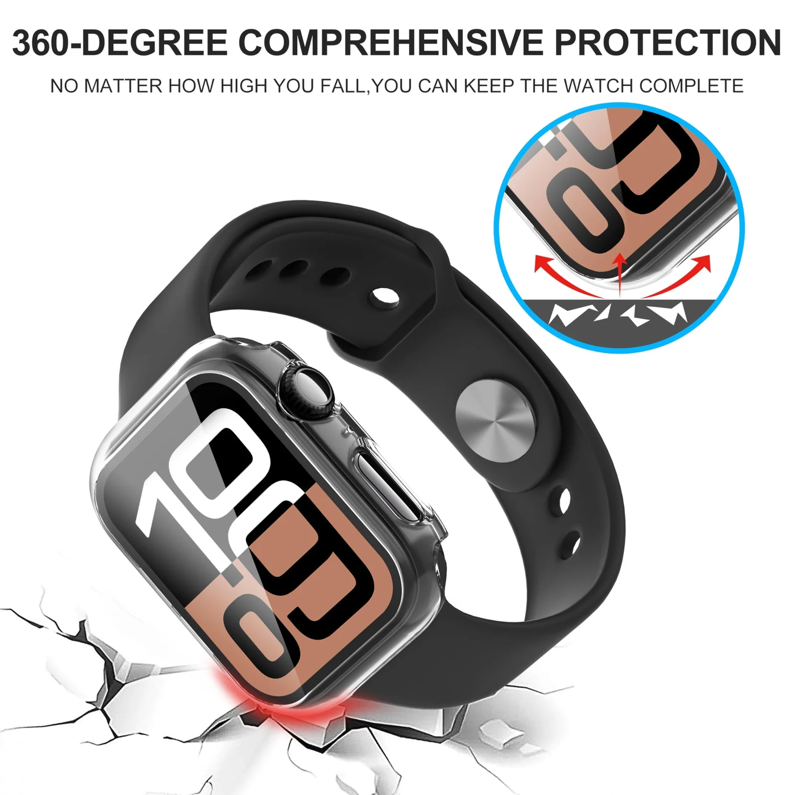 DL3 Mobilak Case with Screen Protector for Apple Watch Series 10 46mm, Bumper Full Coverage Hard PC Overall Protective Cover, Built-in Tempered Glass Film High Sensitivity - Clear