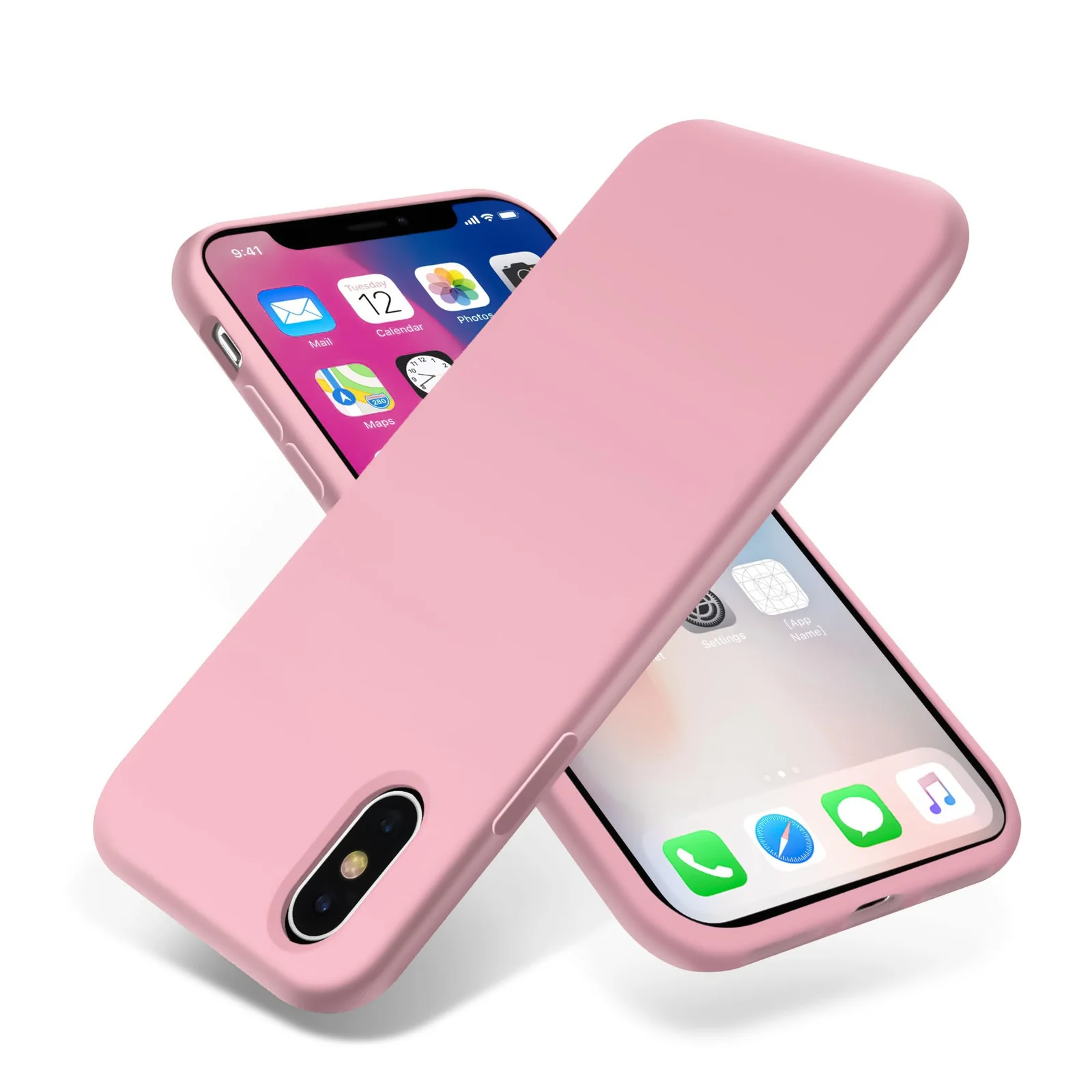 DL3 Mobilak Liquid Silicone Protective Case for iPhone XS Max with Camera Protection and Microfiber Lining - A Pink