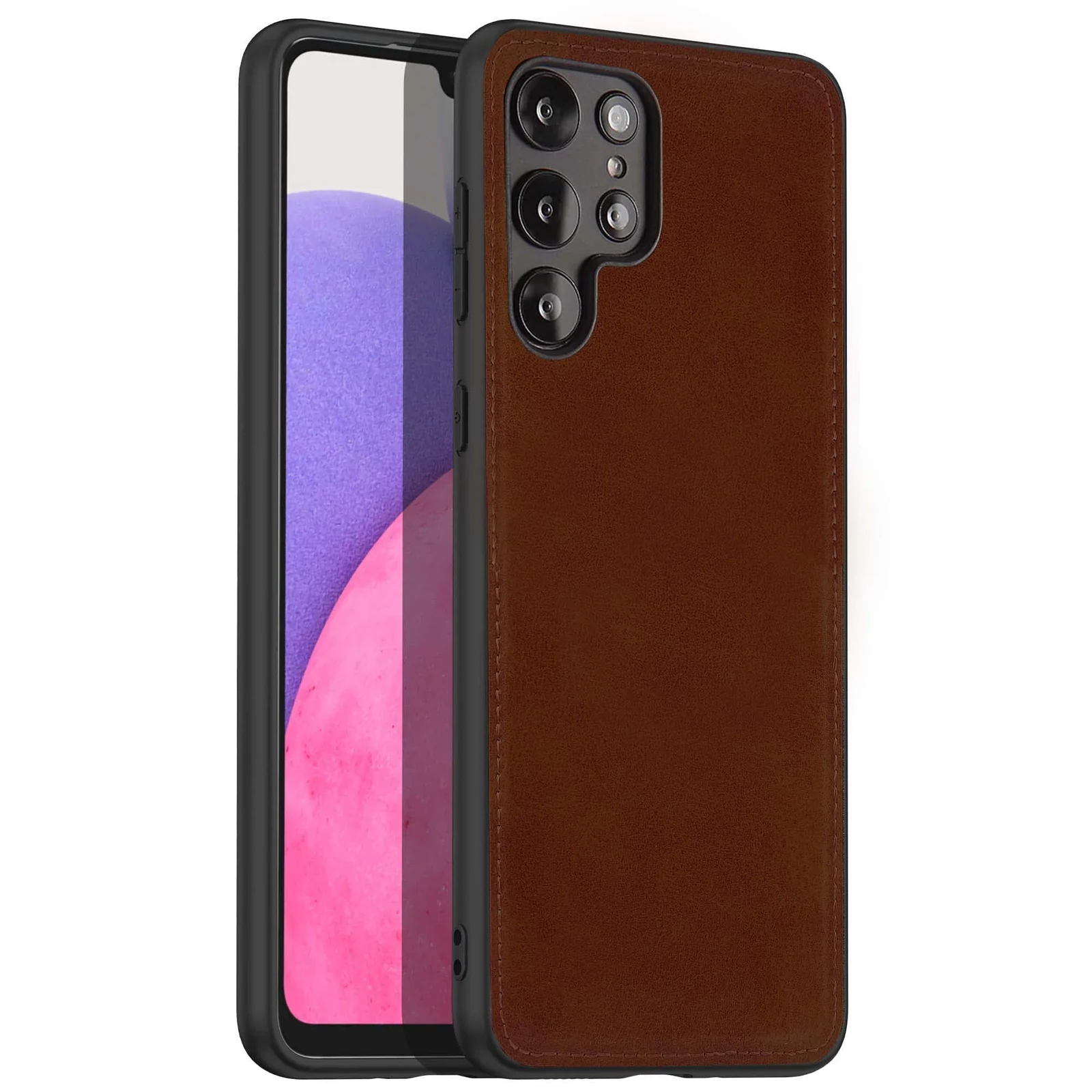 Dl3 Mobilak Case for Samsung Galaxy S23 Ultra Leather Case,Anti-Drop, Anti-Shock, Non-Slip Texture,Simple Cell Phong Cover (Brown)