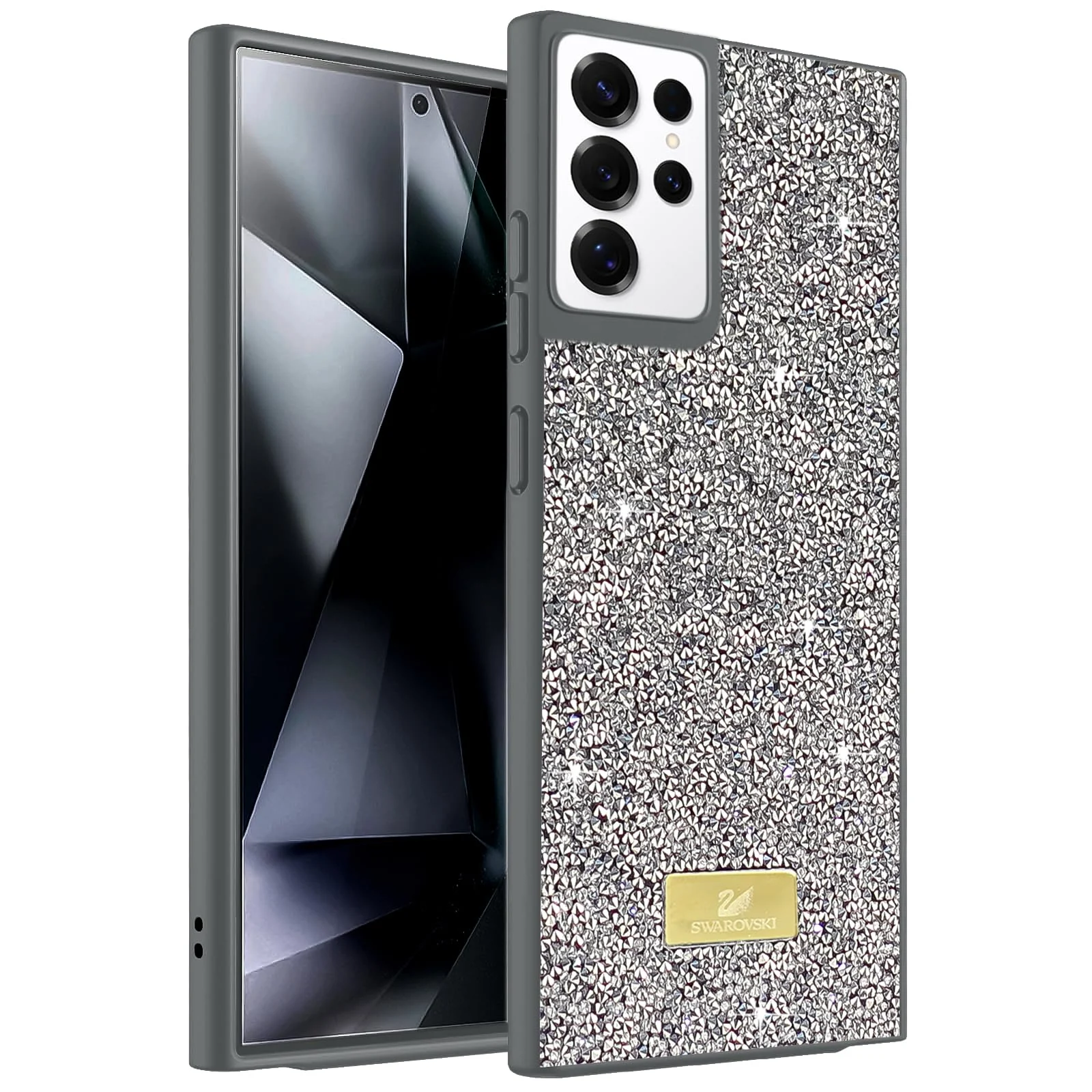 Case For Samsung Galaxy S21 Ultra Case Glitter, Sparkle Diamond Crystal Bling Case with Bling, Ultra Thin Lightweight Full Body Shockproof Anti-Scratch Protective Cover - Black