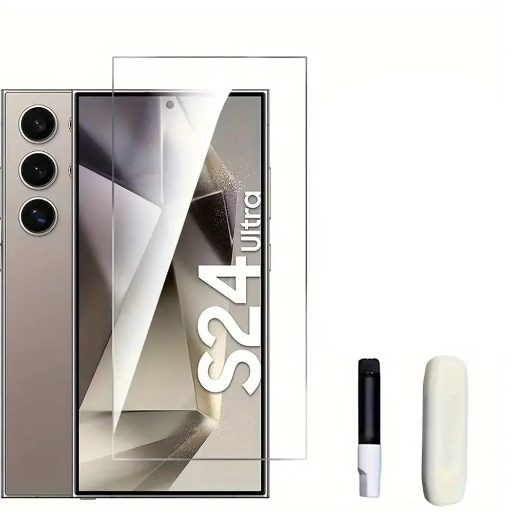 DL3 Mobilak Full Glass Screen Protector For Samsung Galaxy S24 Ultra UV Tempered Glass Full Glue Cover Screen Protector For Samsung Galaxy S24 Ultra Fingerprint Unlock Screen Glass Film - Clear