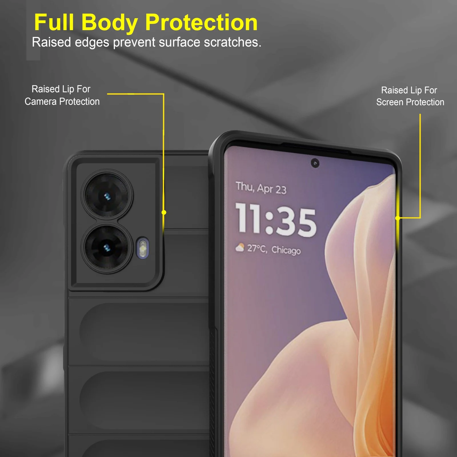 DL3 Mobilak Silicone Case for Motorola Moto G85 5G / Motorola Edge 50 Fusion Heavy Duty Protective [Slim Fit] Shockproof Soft Protective Shock-Absorption TPU Cover With Camera Protection - Black