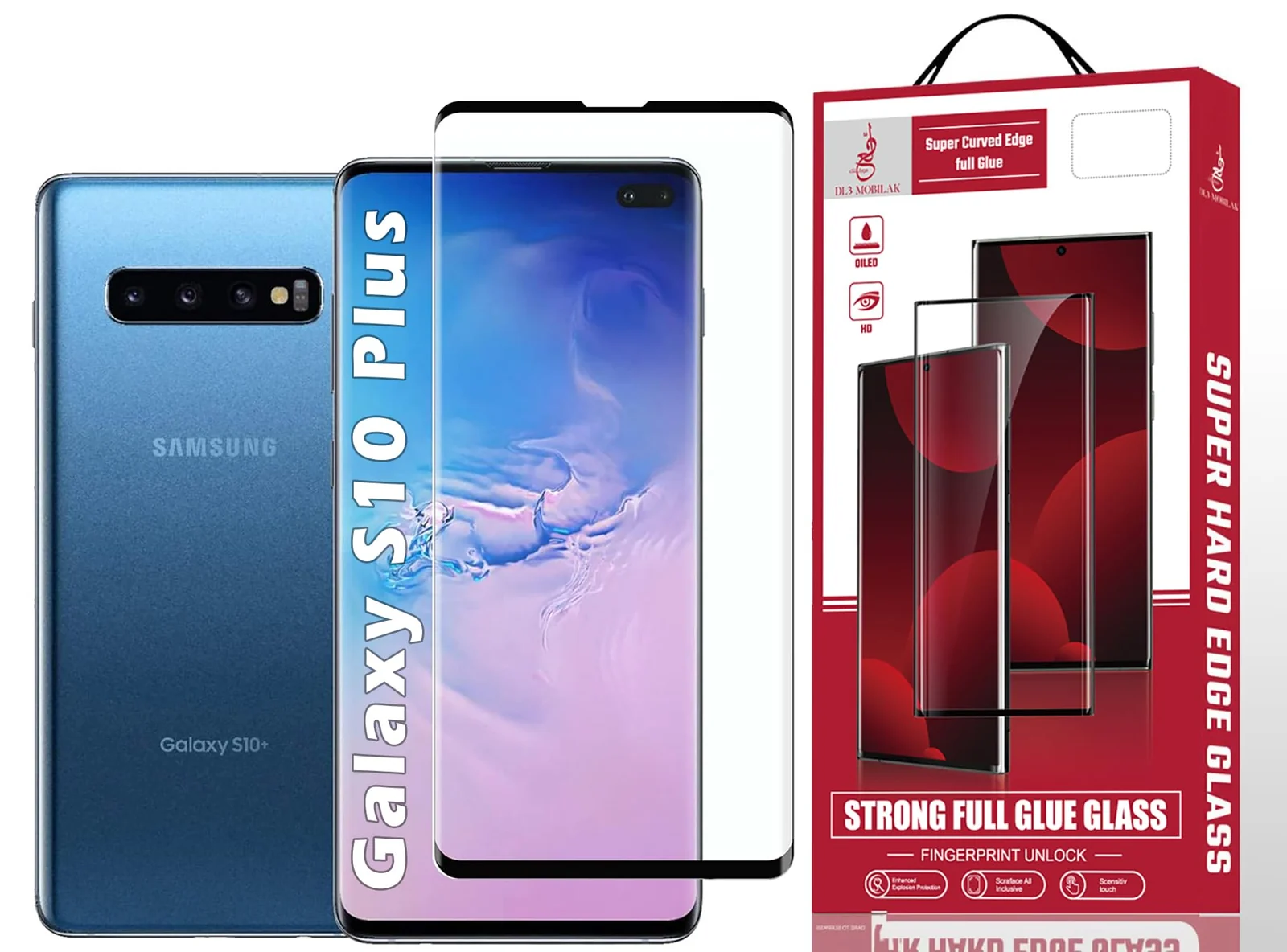 DL3 Mobilak Screen Protector for Samsung Galaxy S10 Plus, Tempered Glass Screen Saver Premium HD Protective, Scratch Resistant, NO-Bubble, 9H Hardness, Full Coverage Film - Clear