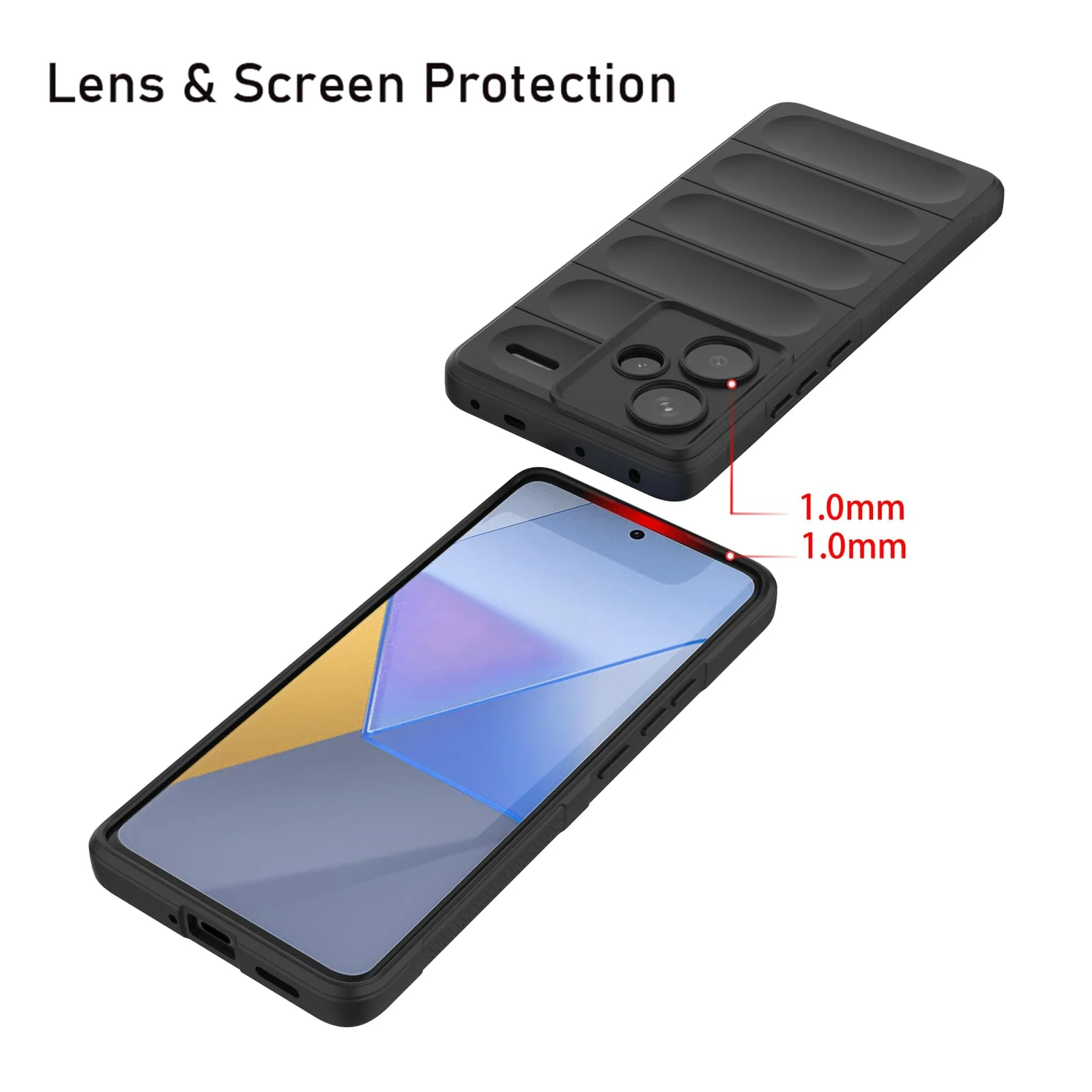 DL3 Mobilak Soft Silicone Protective Case for Xiaomi Redmi Note 13 Pro+ Plus 5G with Camera Protection and Shockproof Design - Black