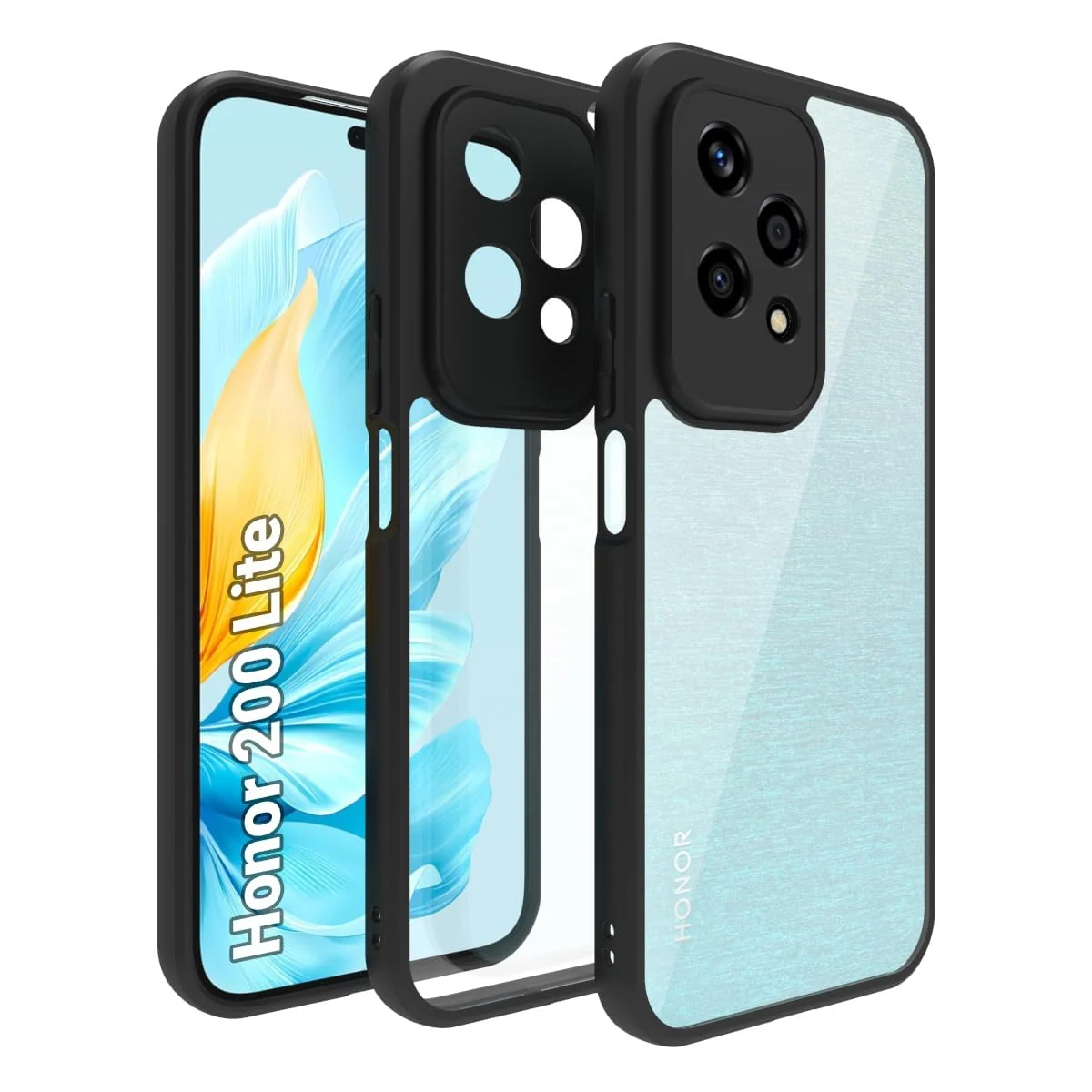 DL3 Mobilak Silicone Protective Case for Honor 200 Lite, Camera protection, Shock-absorbing protection, Scratch-resistant surface - Black