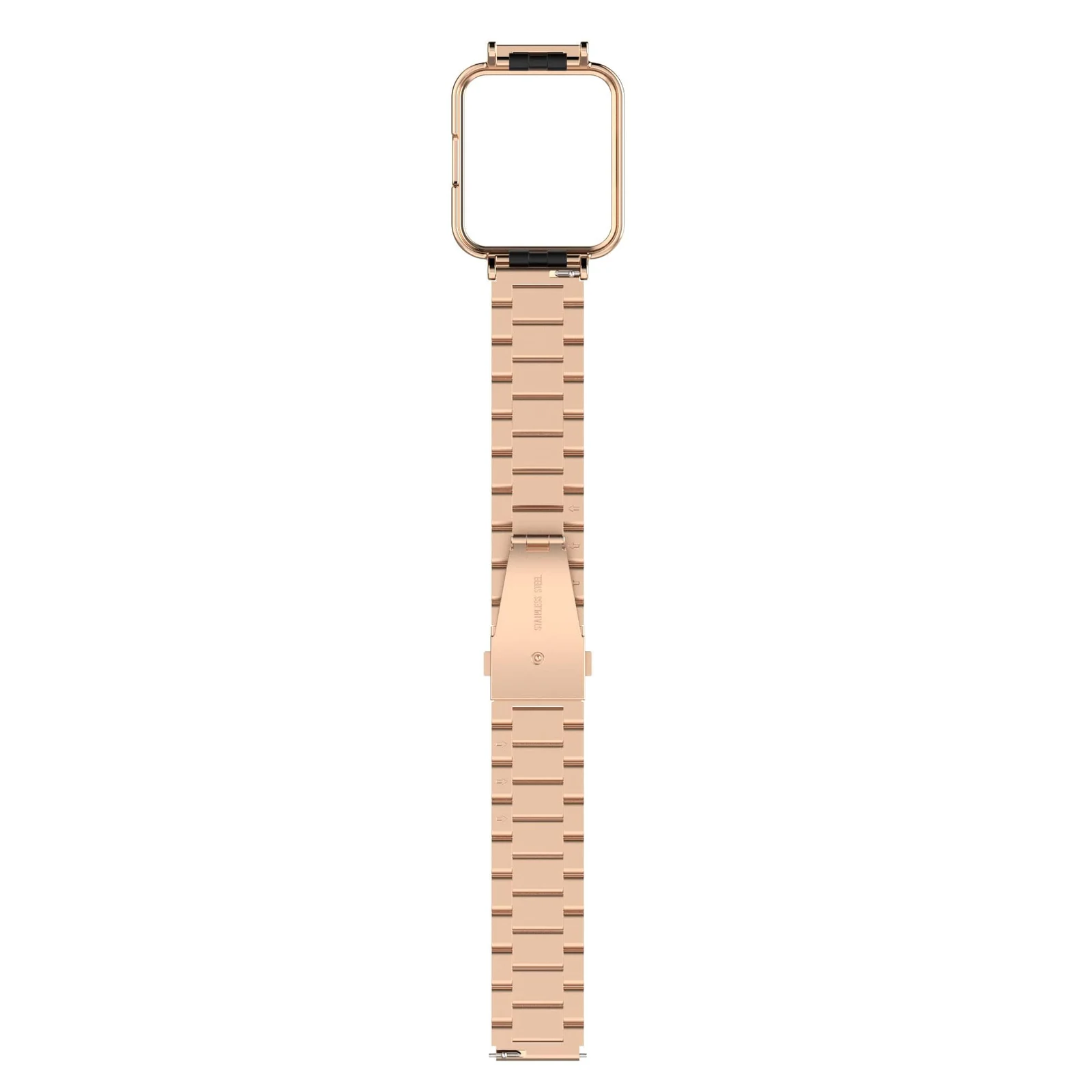 DL3 MOBILAK Adjustable Stainless-Steel Watch Strap with Case for Xiaomi Redmi Watch 2 Lite and Poco Watch and Horloge 2 - Rose Gold